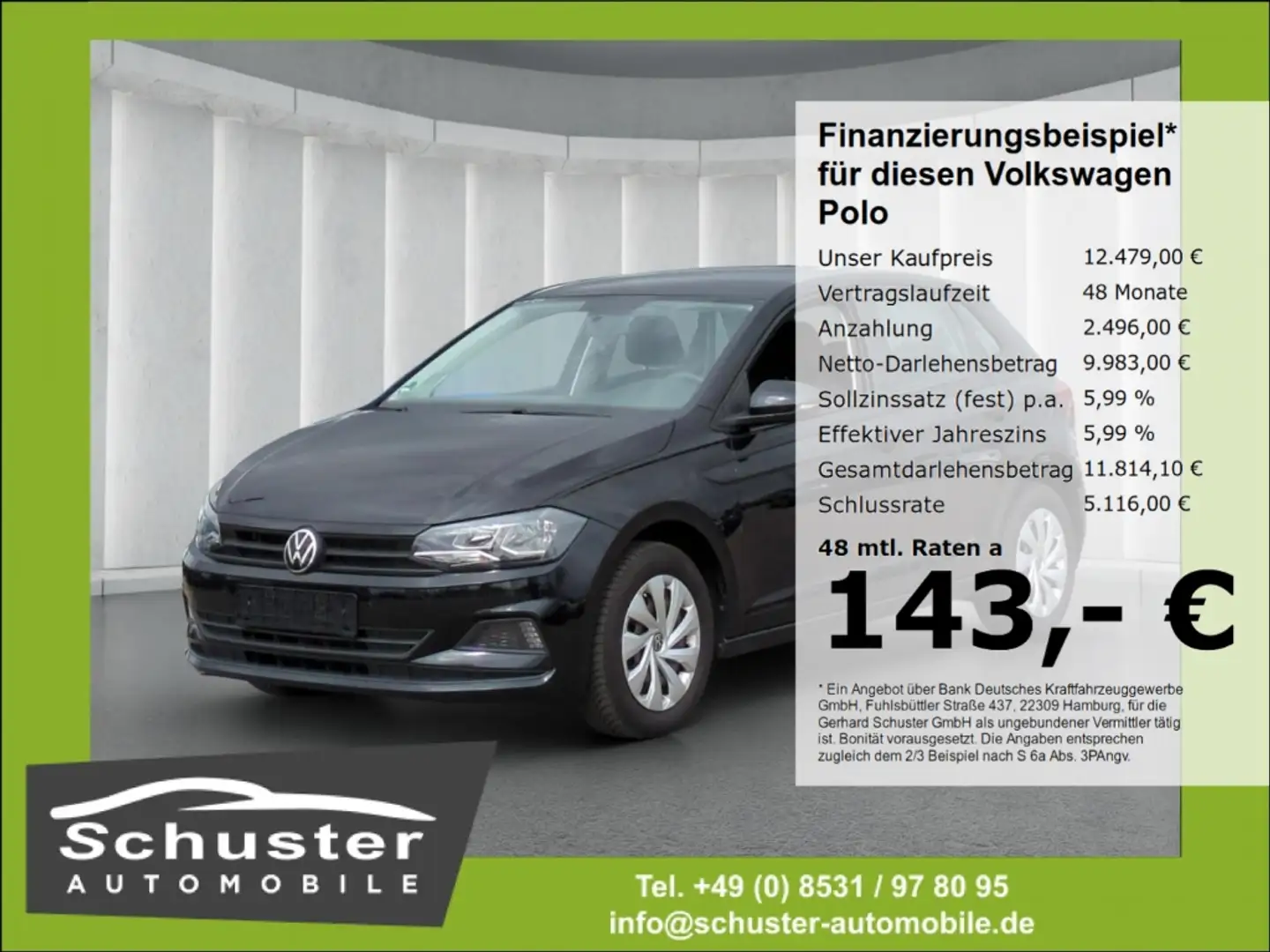 Volkswagen Polo VI 1.0*Tempom PDCv+h AppConn Navi-Vorb DAB Schwarz - 1