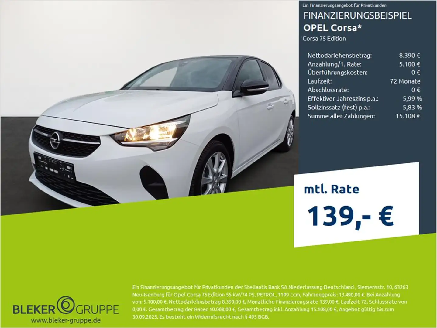 Opel Corsa Corsa PureTech 75 Edition Blanc - 1