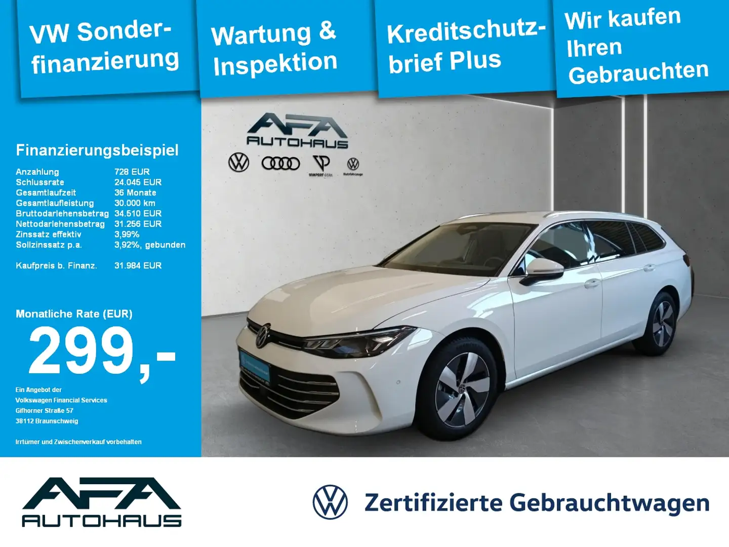 Volkswagen Passat Var. 1.5 eTSI Business DSG AHK*NAV*LED*ACC Weiß - 1