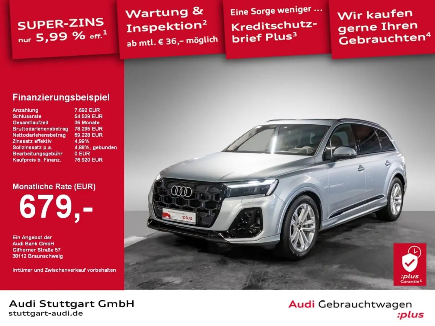 Audi Q7 S line 55 TFSI e quattro tiptronic AHK AIR Srebrny - 1