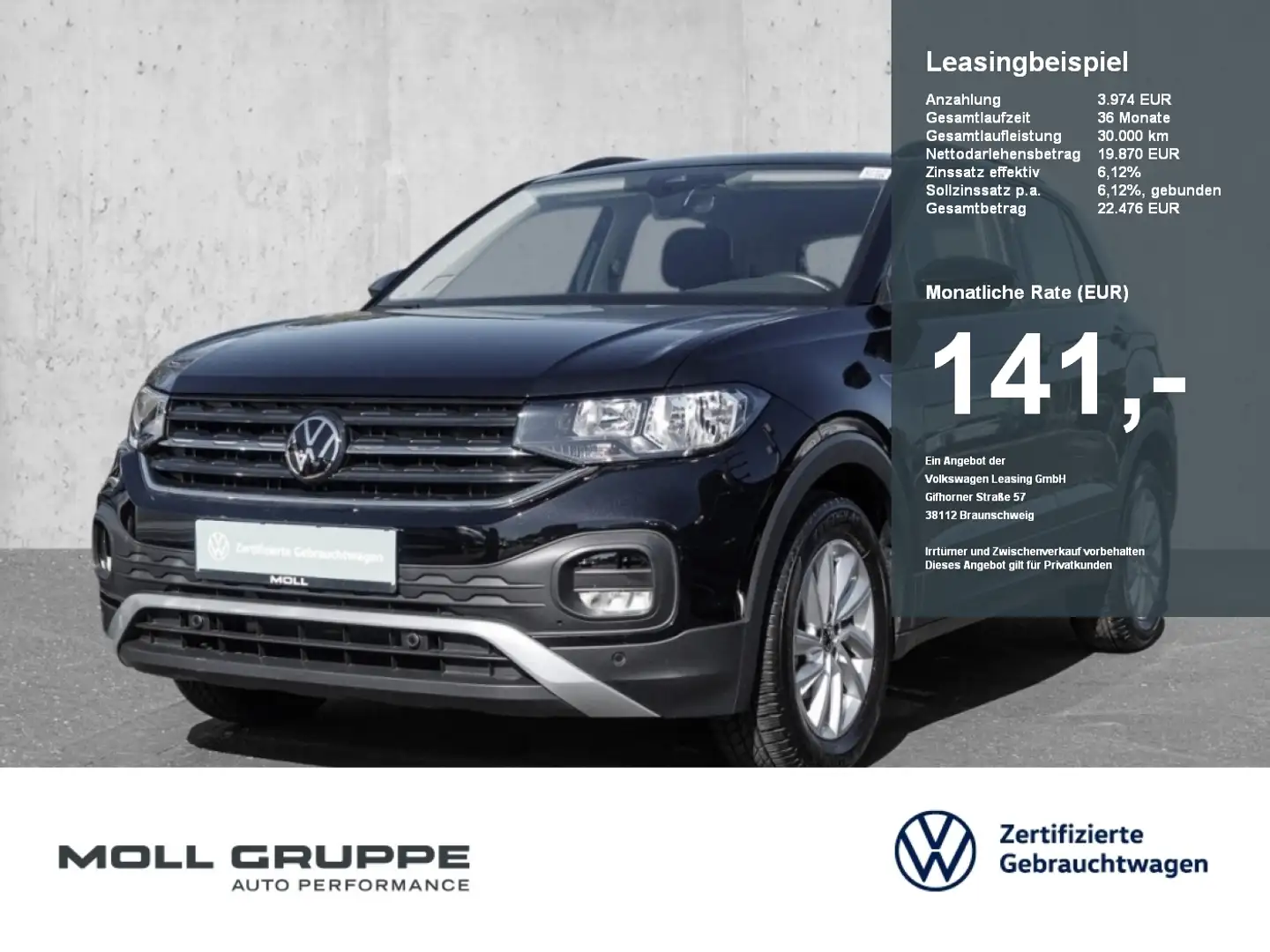 Volkswagen T-Cross 1.0 TSI Life LM ACC FLA PDC DYNLI SPURH Black - 1
