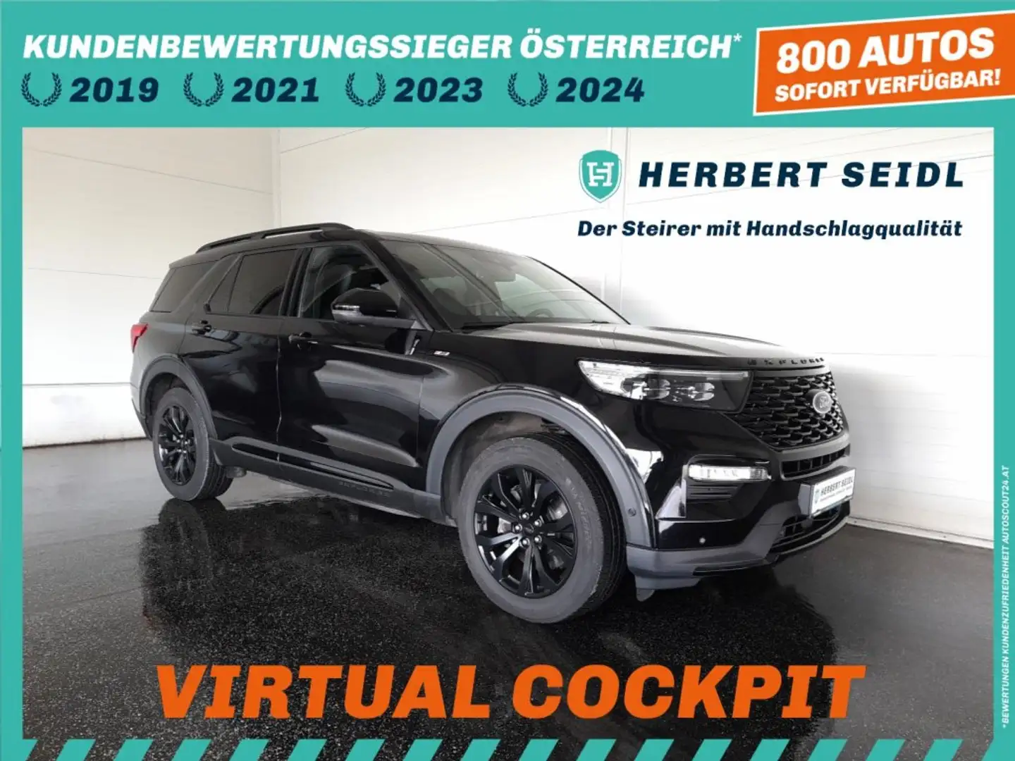Ford Explorer ST-LINE 3,0 V6 EcoBoost PHEV 4x4 Aut *7 SITZE / SKY / AHV & 360° KAMERA / NAVI / ACC / VOLLEDER BEH. + BELÜFTET / 20 ZOLL Schwarz - 1