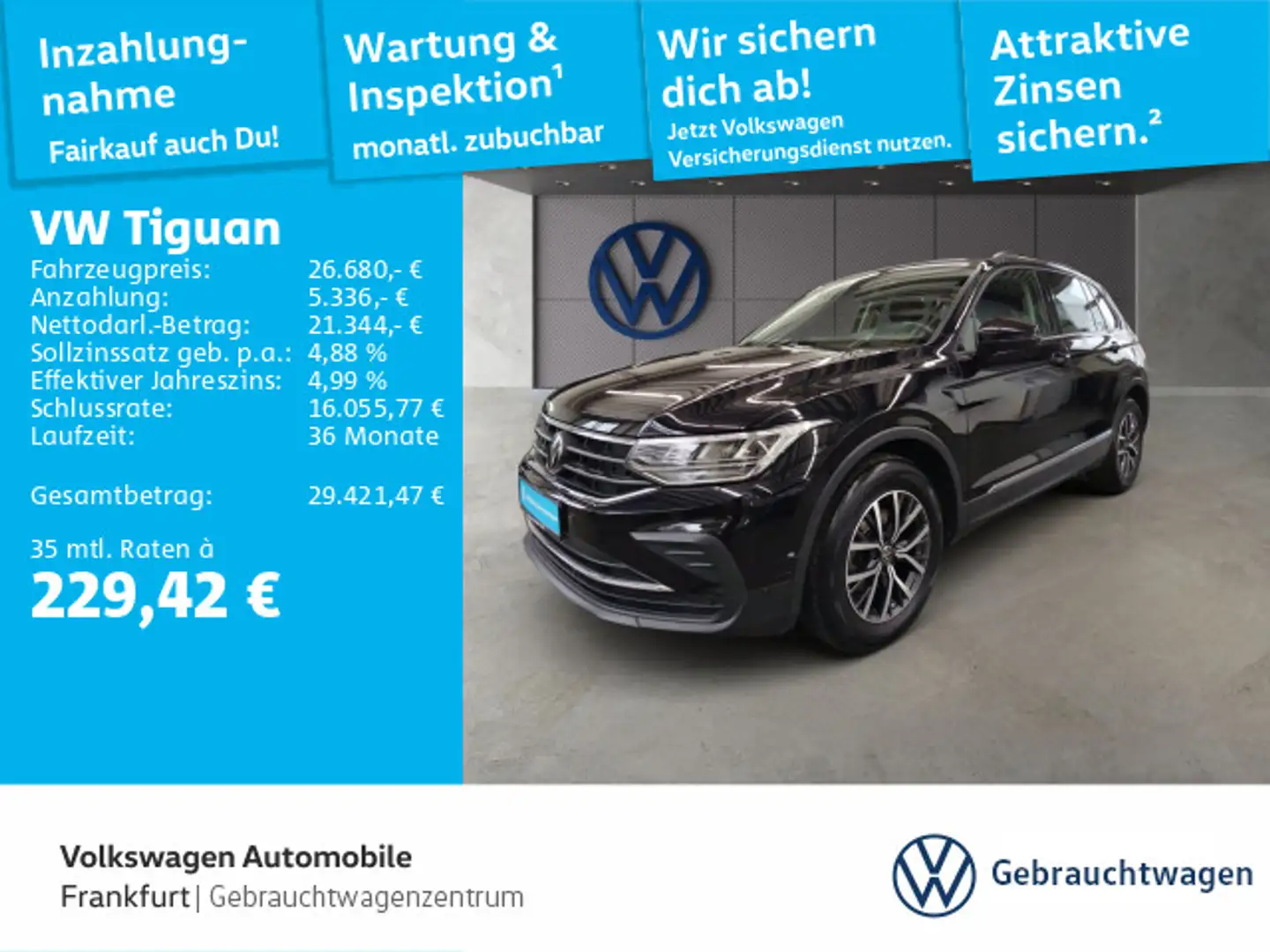 Volkswagen Tiguan 2.0 TDI DSG Life Navi LED DAB+ FrontAssis Schwarz - 1