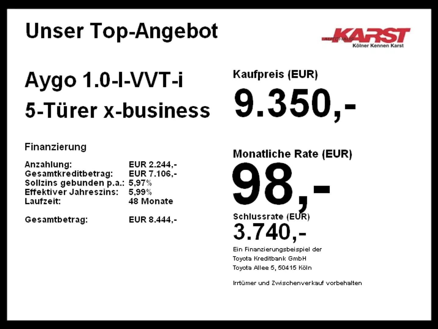 Toyota Aygo 1.0-l-VVT-i 5-Türer x-business Klima ZV Rouge - 2