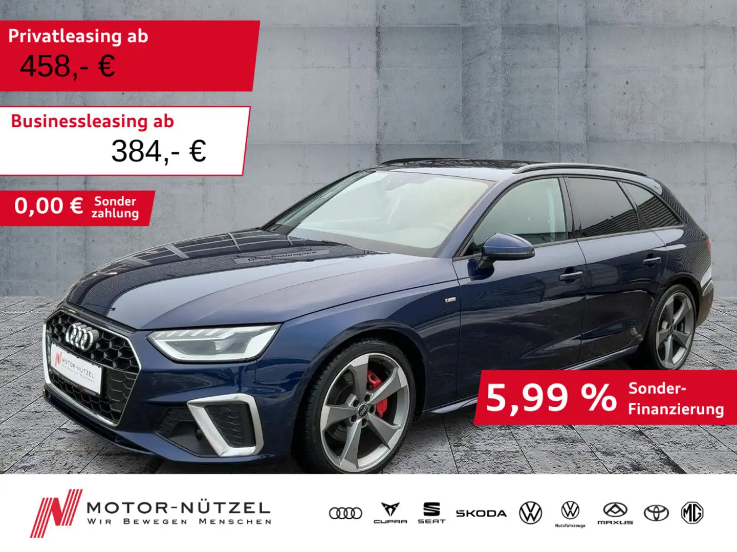 Audi A4 40 TFSI S-TR S-LINE LED+NAVI+AHK+ACC+VC Blau - 1