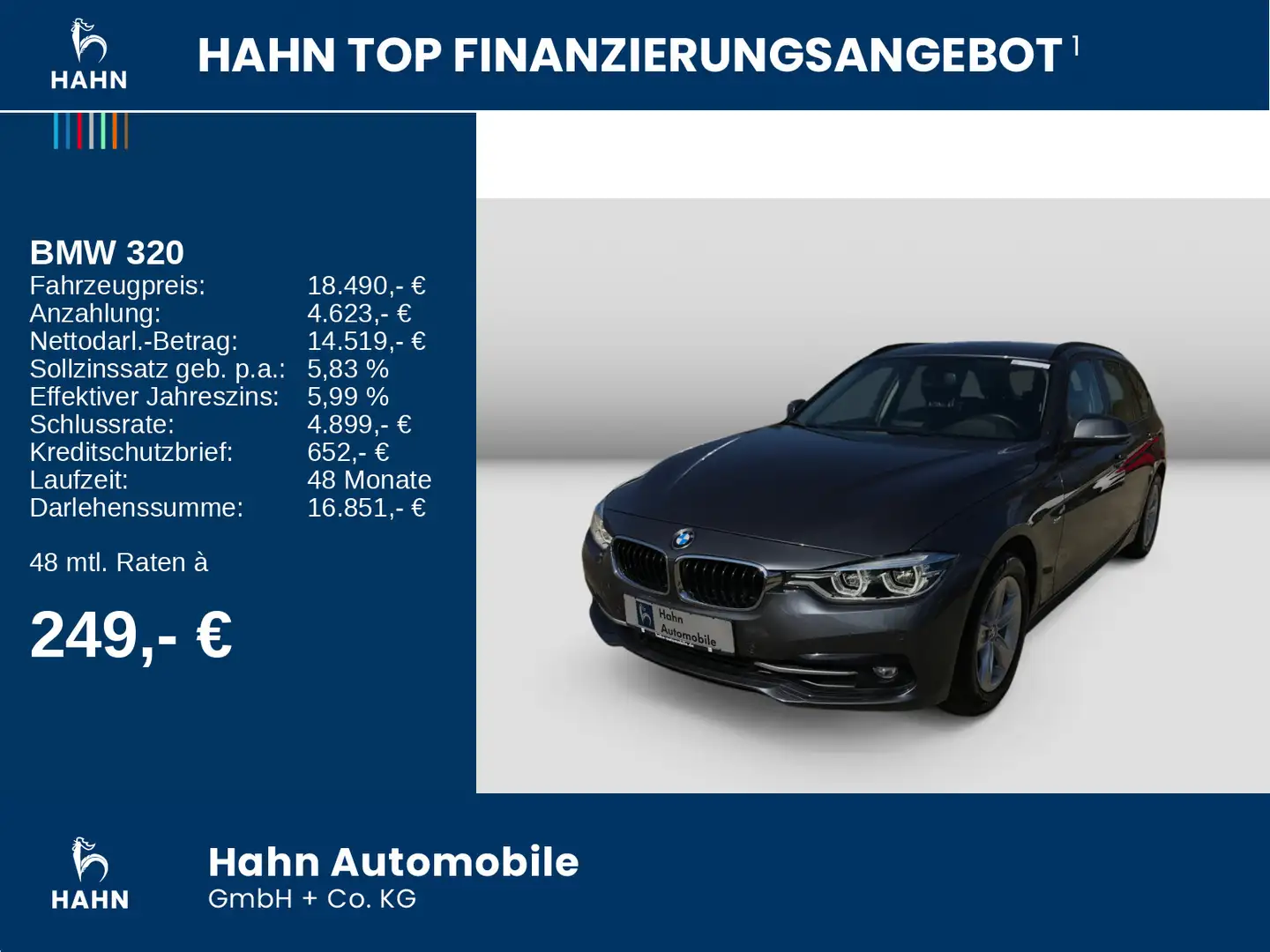 BMW 320 i Touring Autom Sport Line PDC Navi LED Sitzh Grau - 2