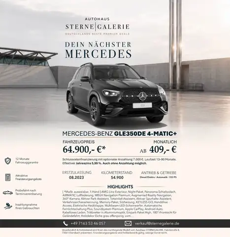 Mercedes-Benz GLE 350 DE/PANO/360°/AIRM/MEMORY/HANDSFREE/BURM