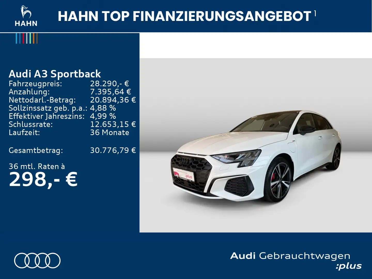 Audi A3 45TFSIe S-trc S-line Navi Pano CAM Weiß - 2