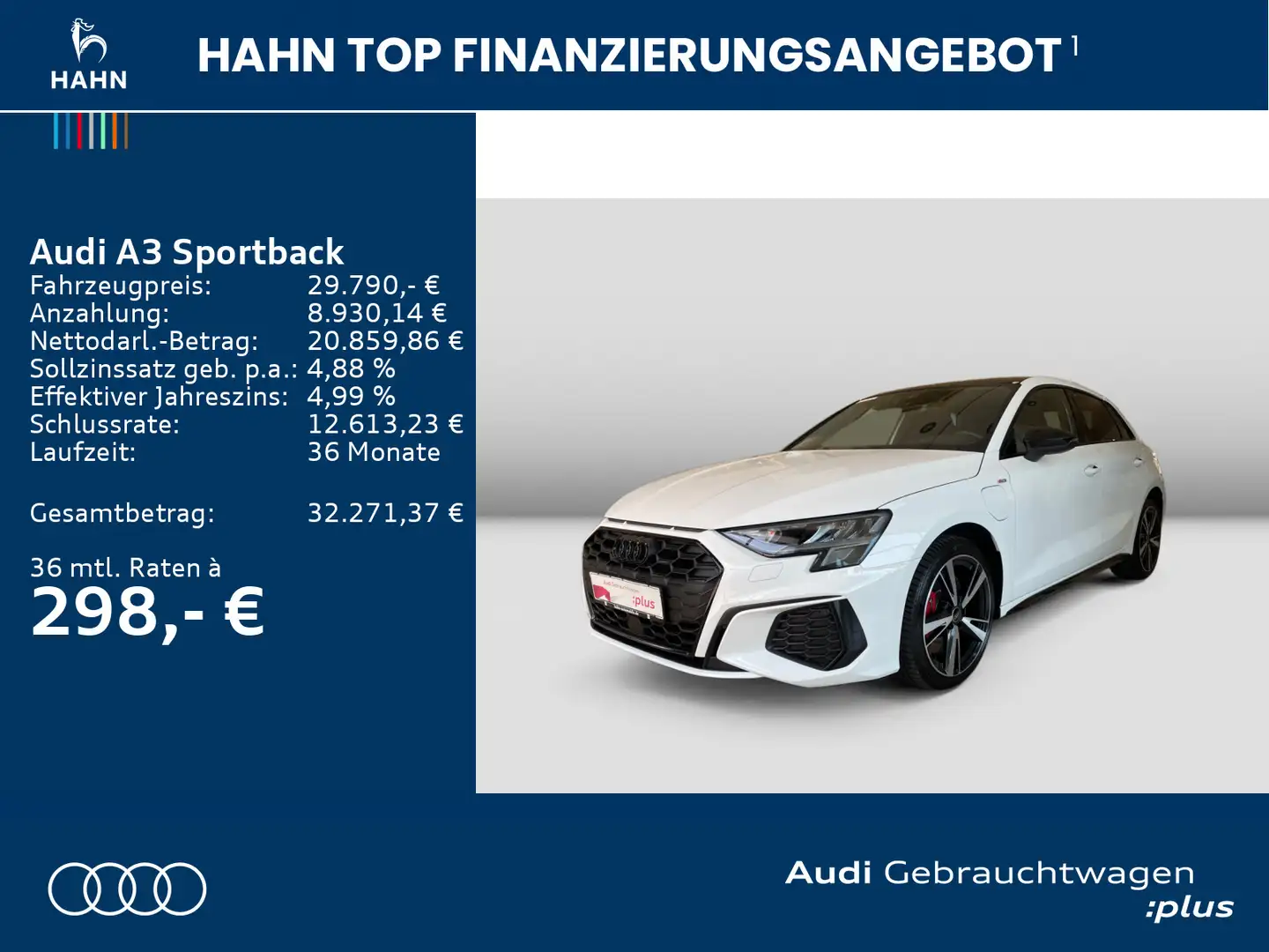 Audi A3 45TFSIe S-trc S-line Navi Pano CAM Weiß - 2