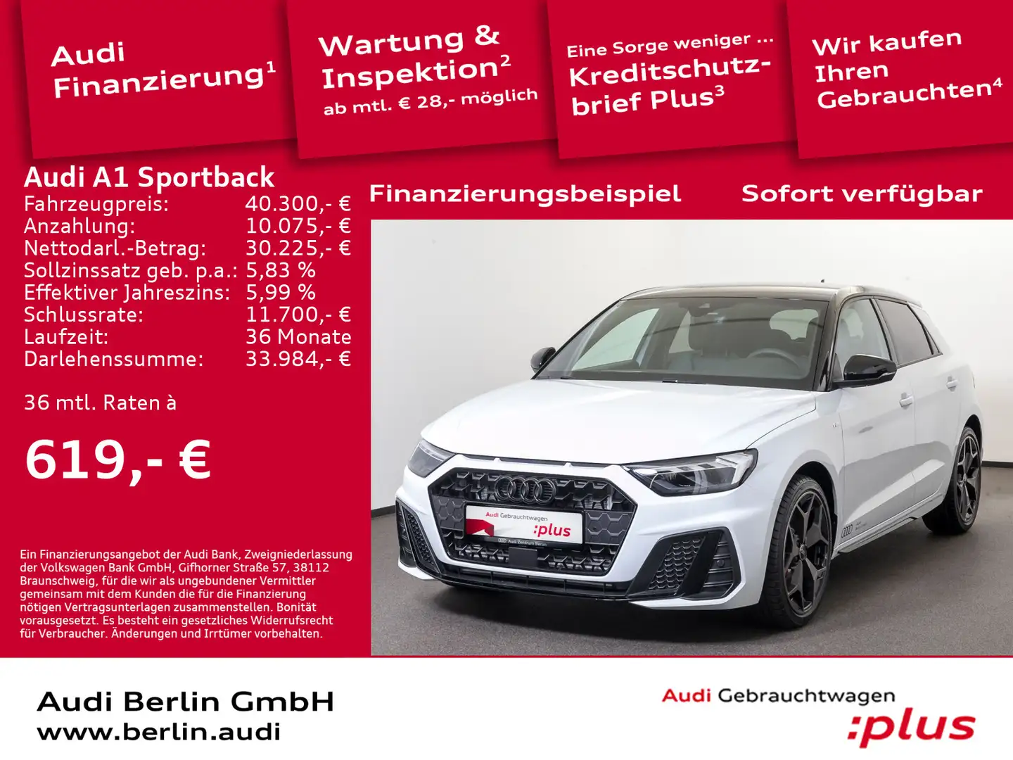 Audi A1 S line 40 TFSI S tronic Weiß - 1