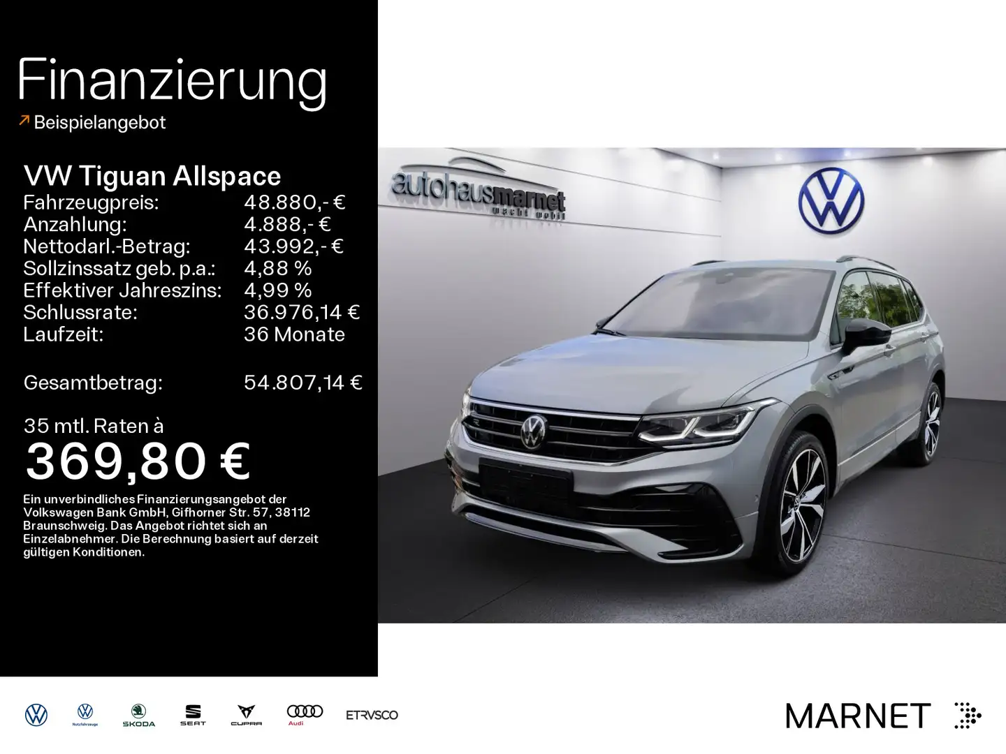 Volkswagen Tiguan Allspace 2.0 TDI 4M DSG R-Line AHK*H&K* Silber - 1