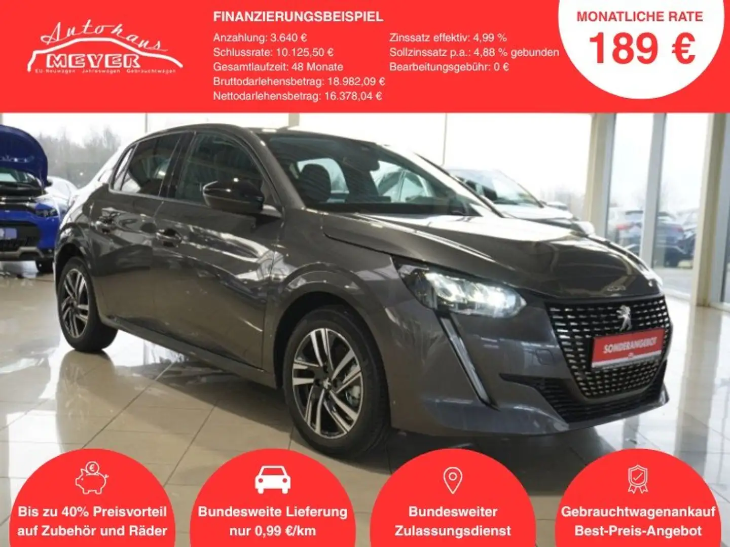 Peugeot 208 Allure PureTech 100PS Voll-LED/Navi/Kamera/Keyless Grau - 1