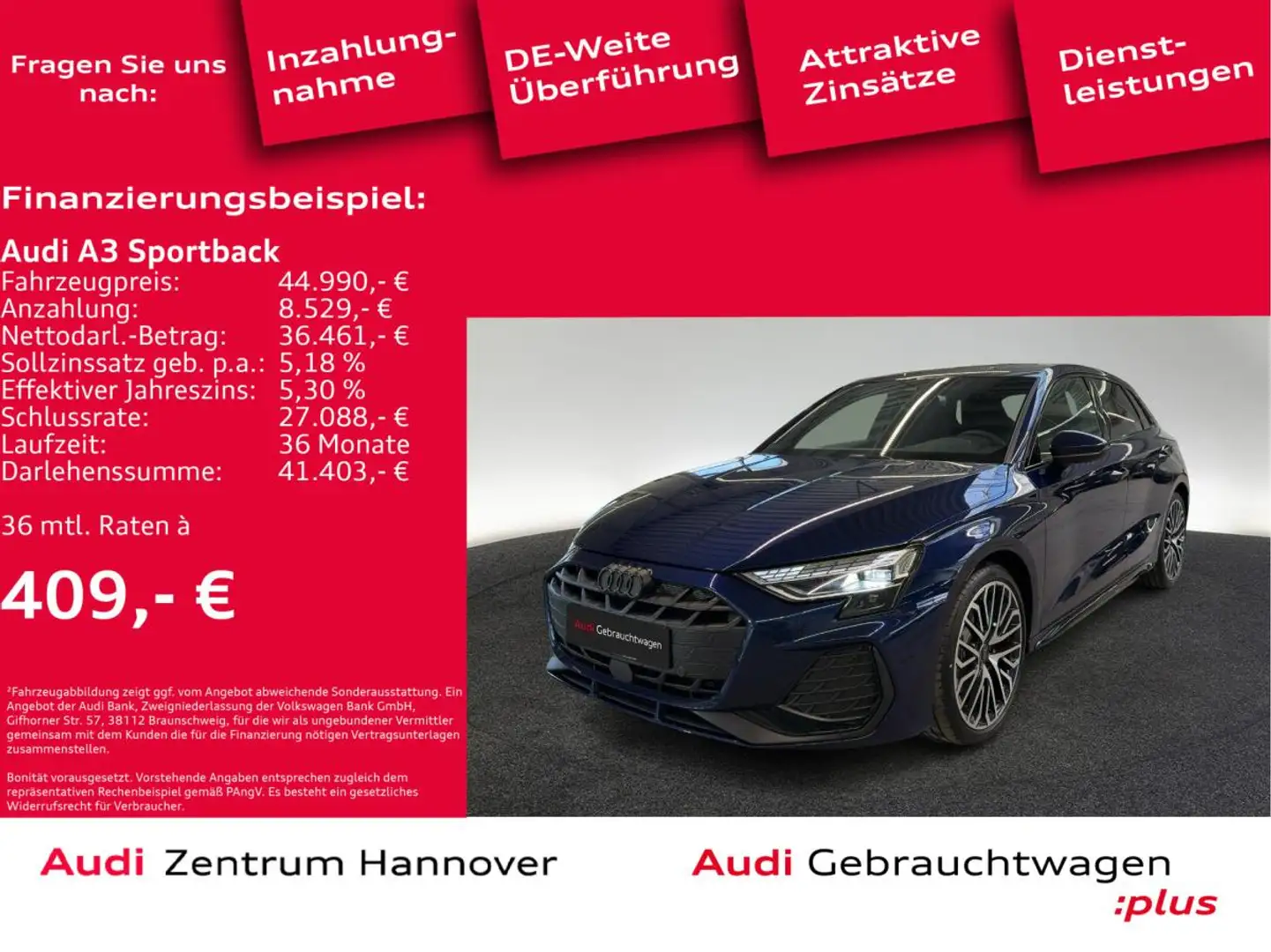 Audi A3 Sportback 35 TDI S line S tronic Blau - 2
