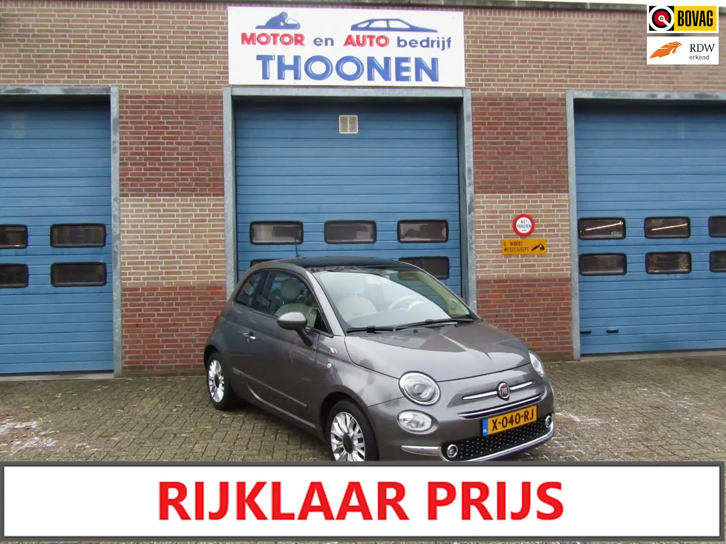 Fiat 500 1.2 Lounge|3 deurs|4 cilinder|panoramadak|climatro Grijs - 1