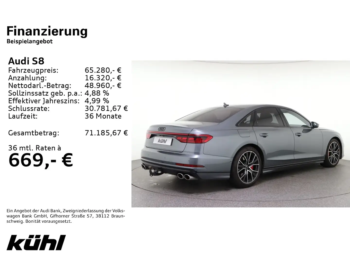 Audi S8 4.0 TFSI Q Tip. HD Matrix LED/ACC/HuD/Standhz Gris - 2