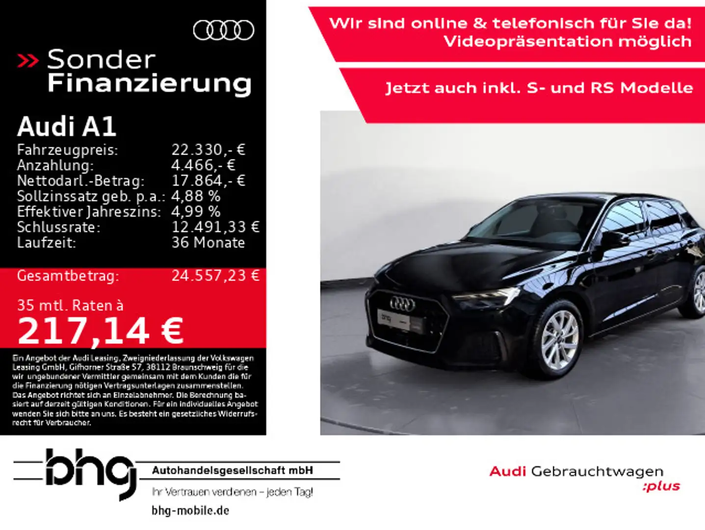 Audi A1 30 TFSI Sportback S tronic advanced *Einparkh Schwarz - 1