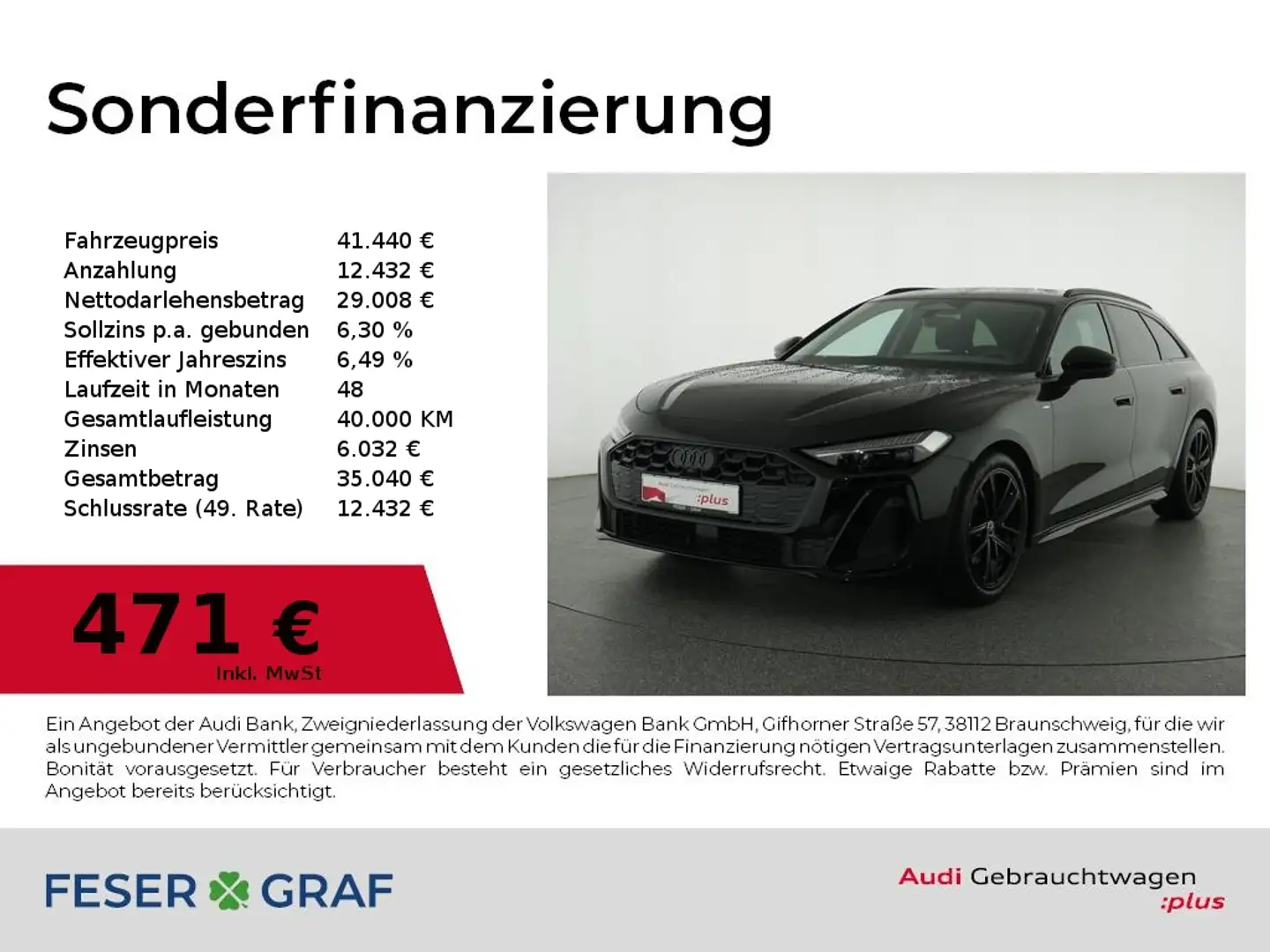Audi A5 Avant 2.0 TFSI S tronic S Line Ext LED,Navi, Schwarz - 1