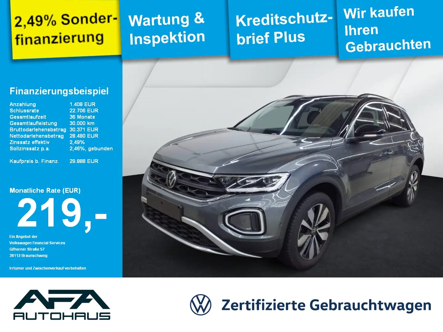 Volkswagen T-Roc 2.0 TDI GOAL DSG AHK*Navi*LED*ACC*App-Con. Grau - 1