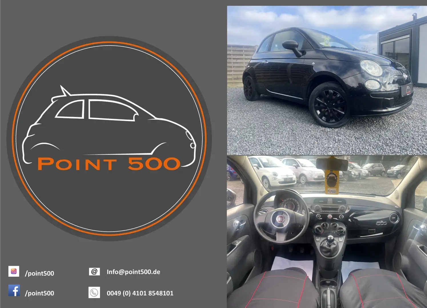 Fiat 500 76tkm Zahnriemen neu RIESENAUSWAHL FIAT500!! Schwarz - 1
