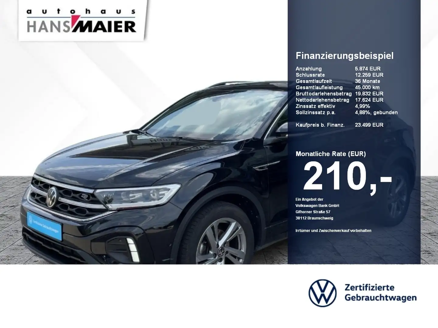 Volkswagen T-Roc R-Line TDI Navi IQLight Pano Kam StdHz Noir - 1