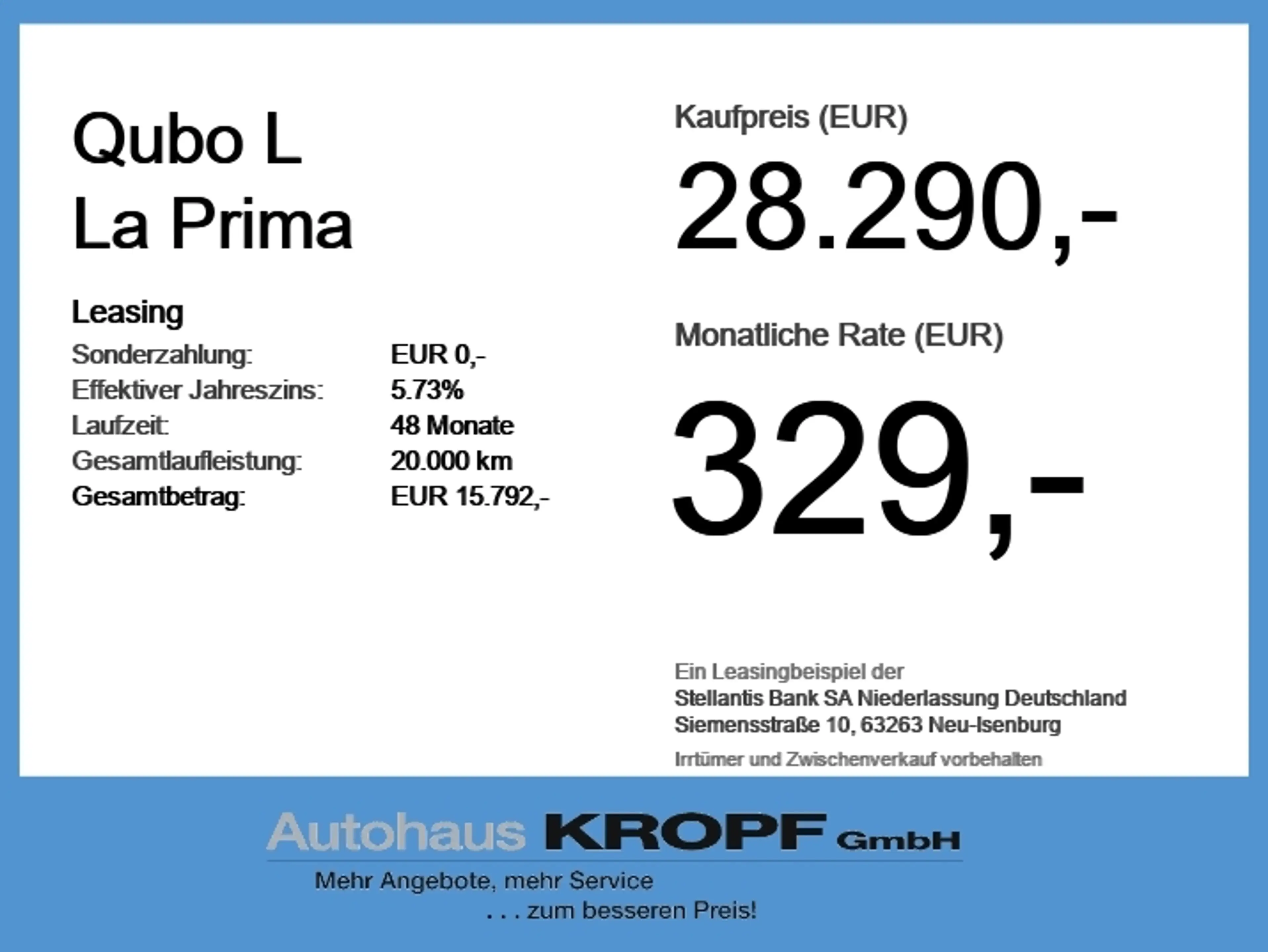 Fiat Qubo L La Prima 5 Sitzer / Neuwagen — photo 6