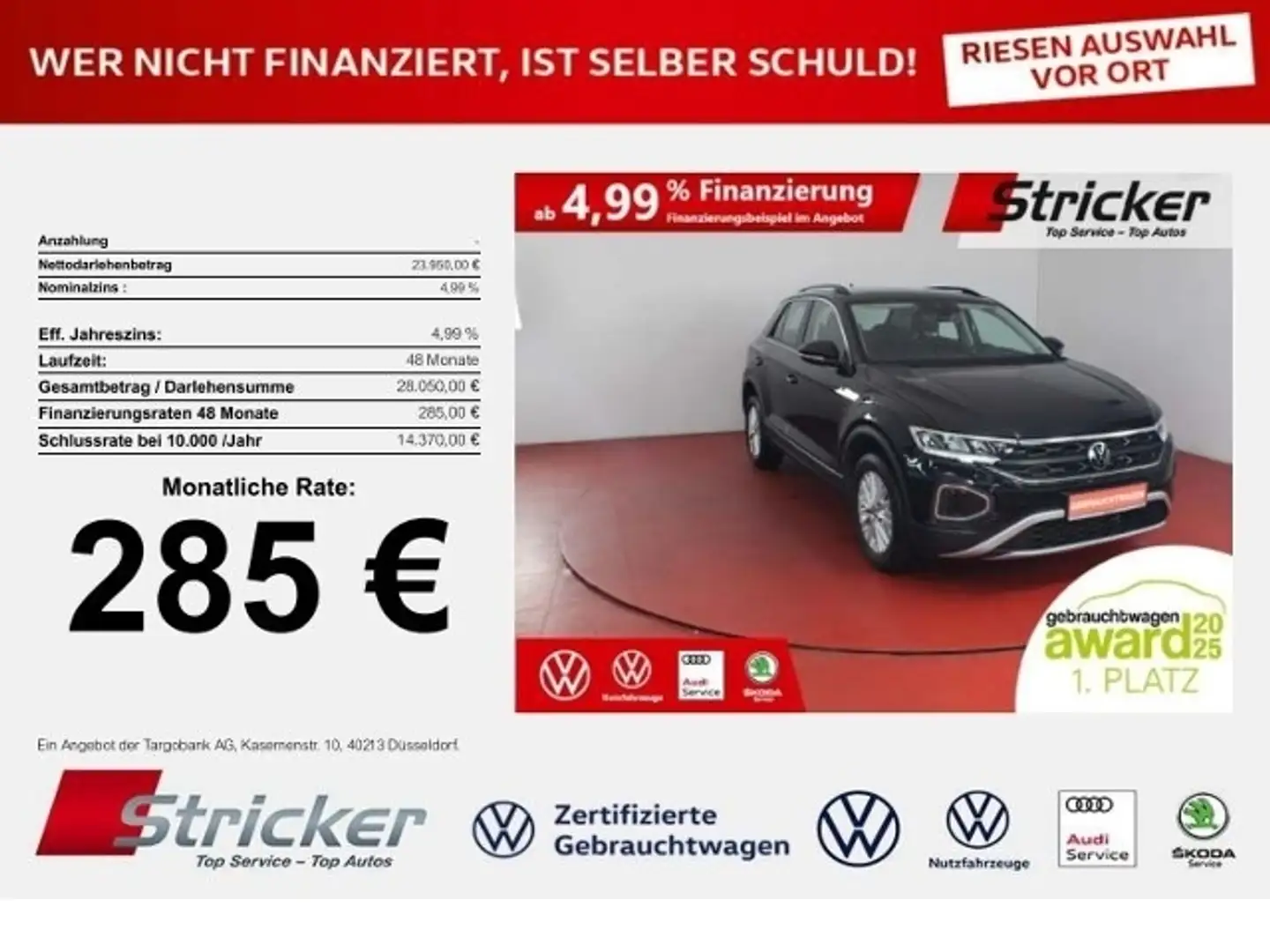 Volkswagen T-Roc Life 1.5 TSI DSG 285,-ohne Anzahlung App-Connect Negro - 1