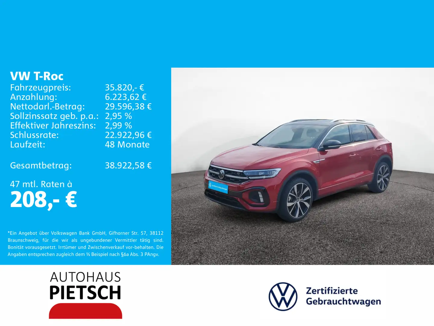 Volkswagen T-Roc 1.5 TSI R-Line Business Pano IQ.Light Rot - 1