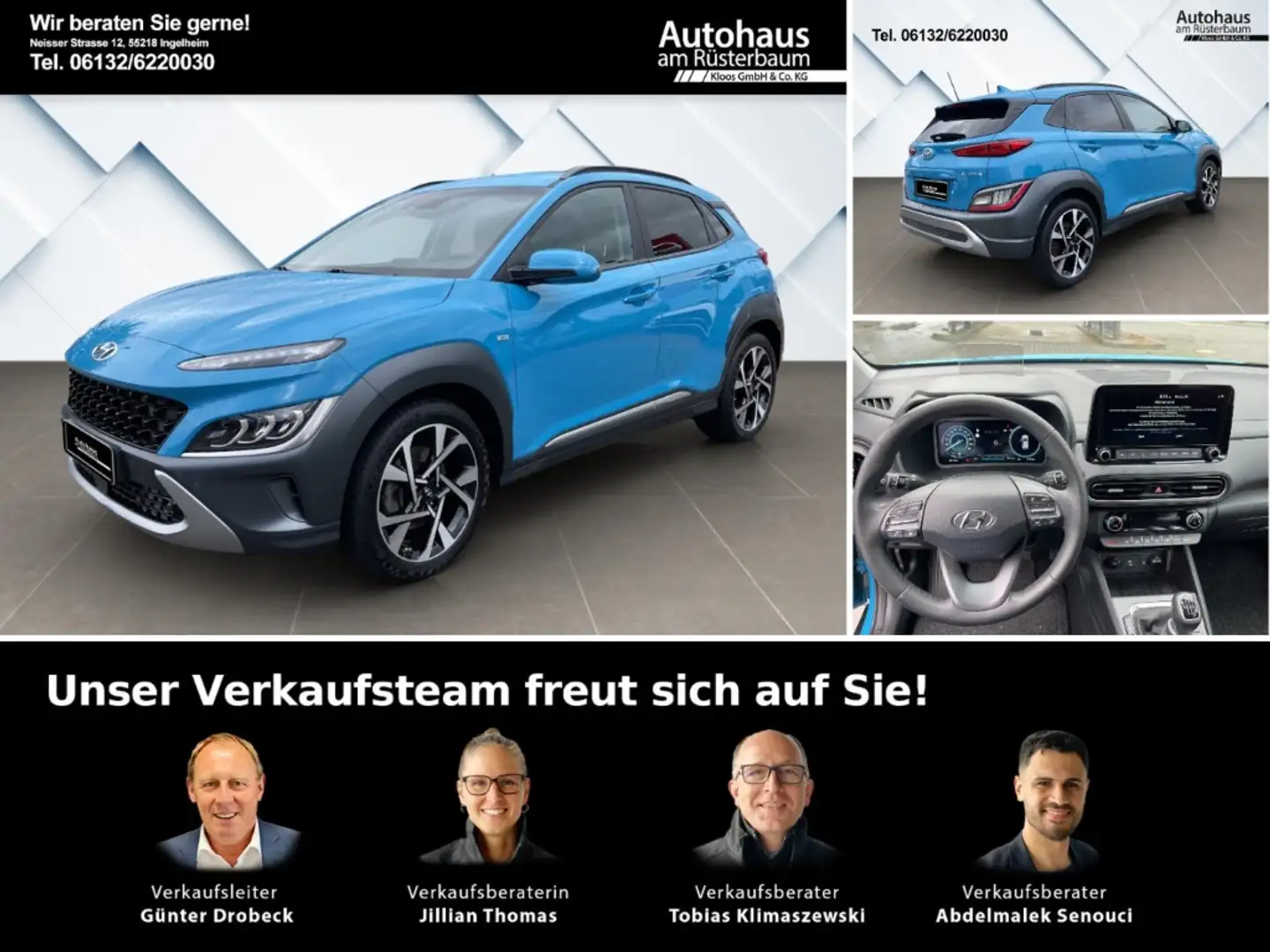 Hyundai KONA Prime Mild-Hybrid EU6d Facelift MJ23 1.0 HUD Navi Blu/Azzurro - 1