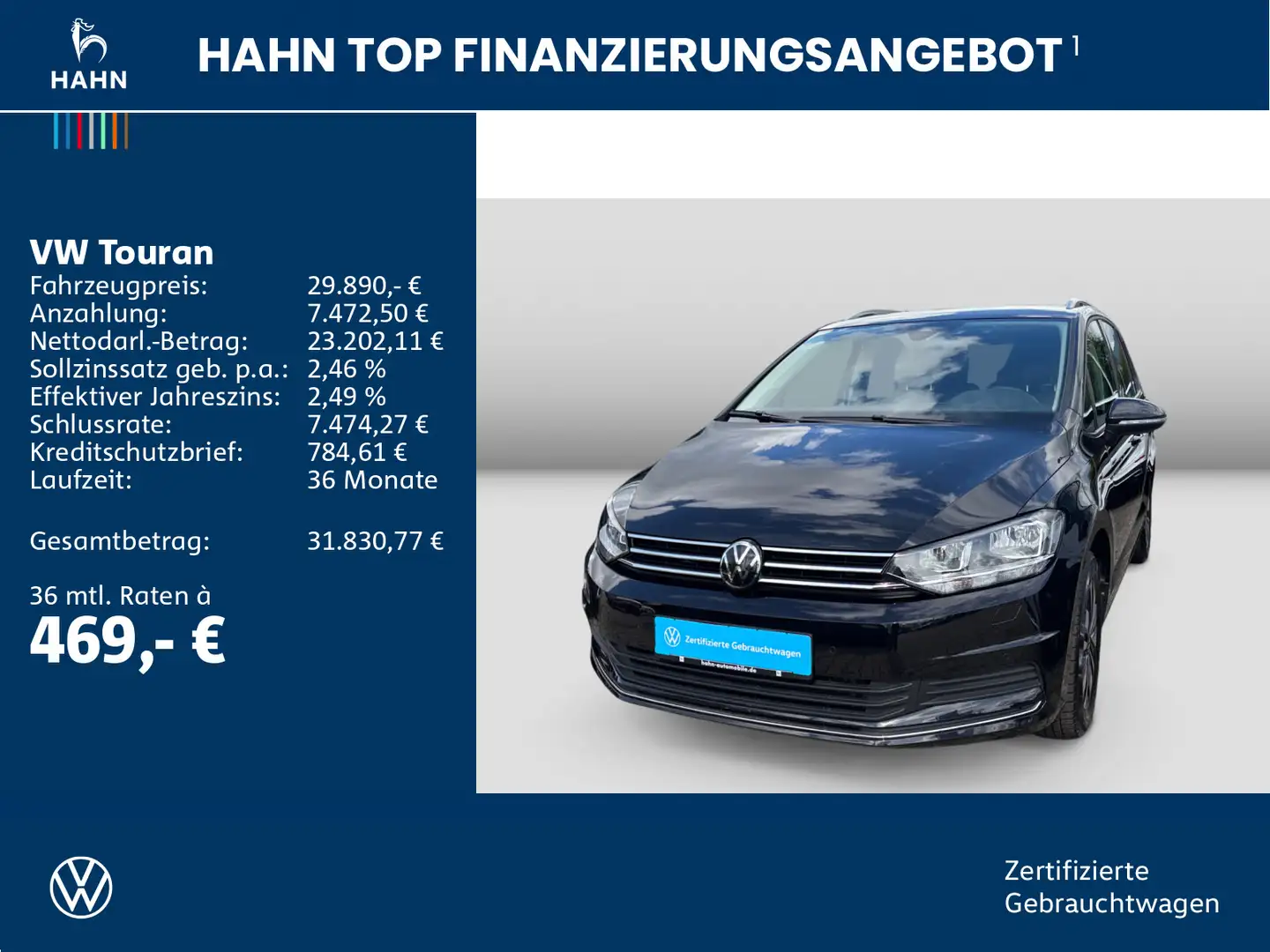 Volkswagen Touran 1.5TSI Move Keyless Standhzg 7 Sitzer Nav Noir - 2