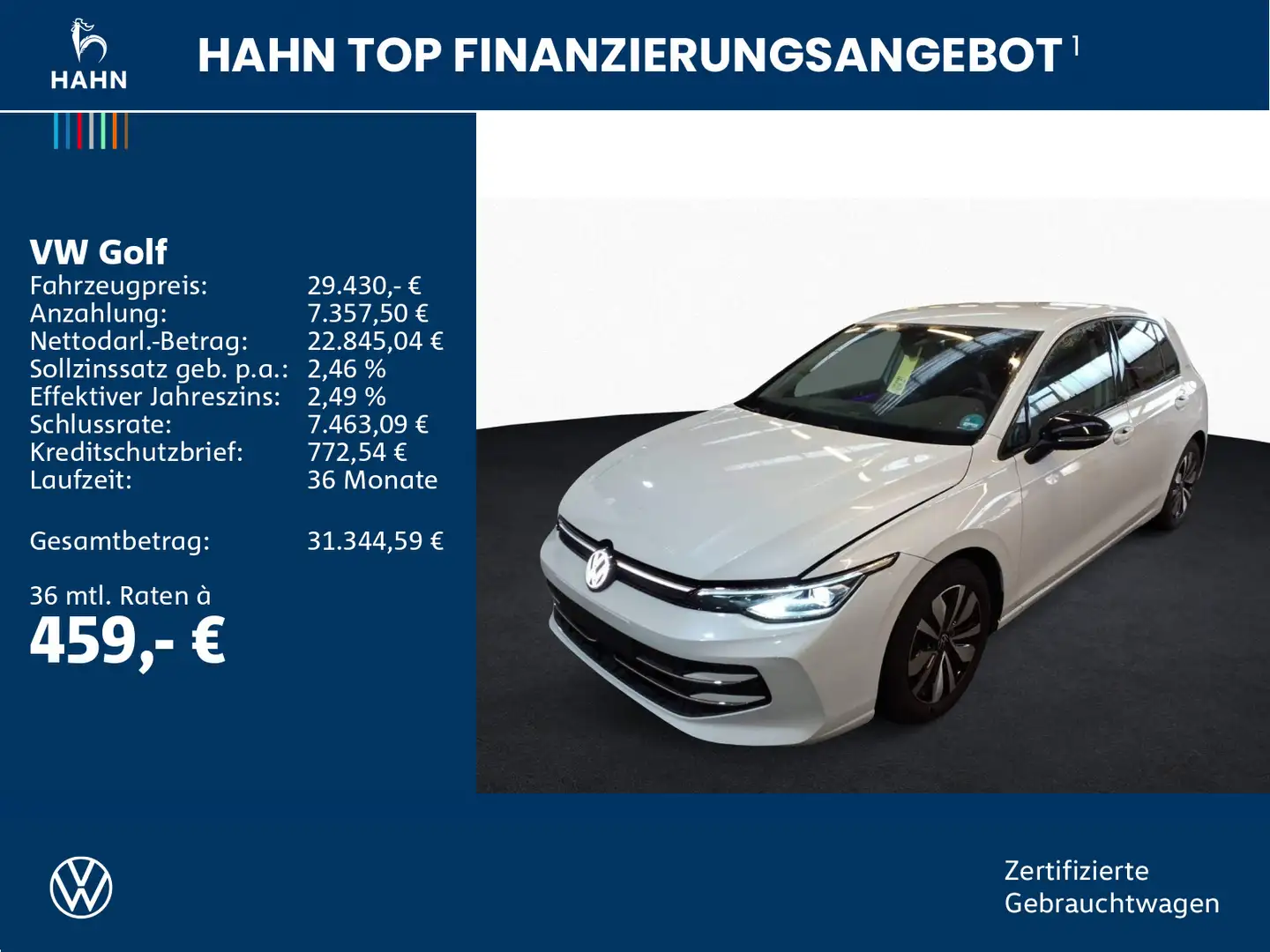 Volkswagen Golf VIII 1.5eTSI DSG Goal AHK Cam Matrix Navi Weiß - 2