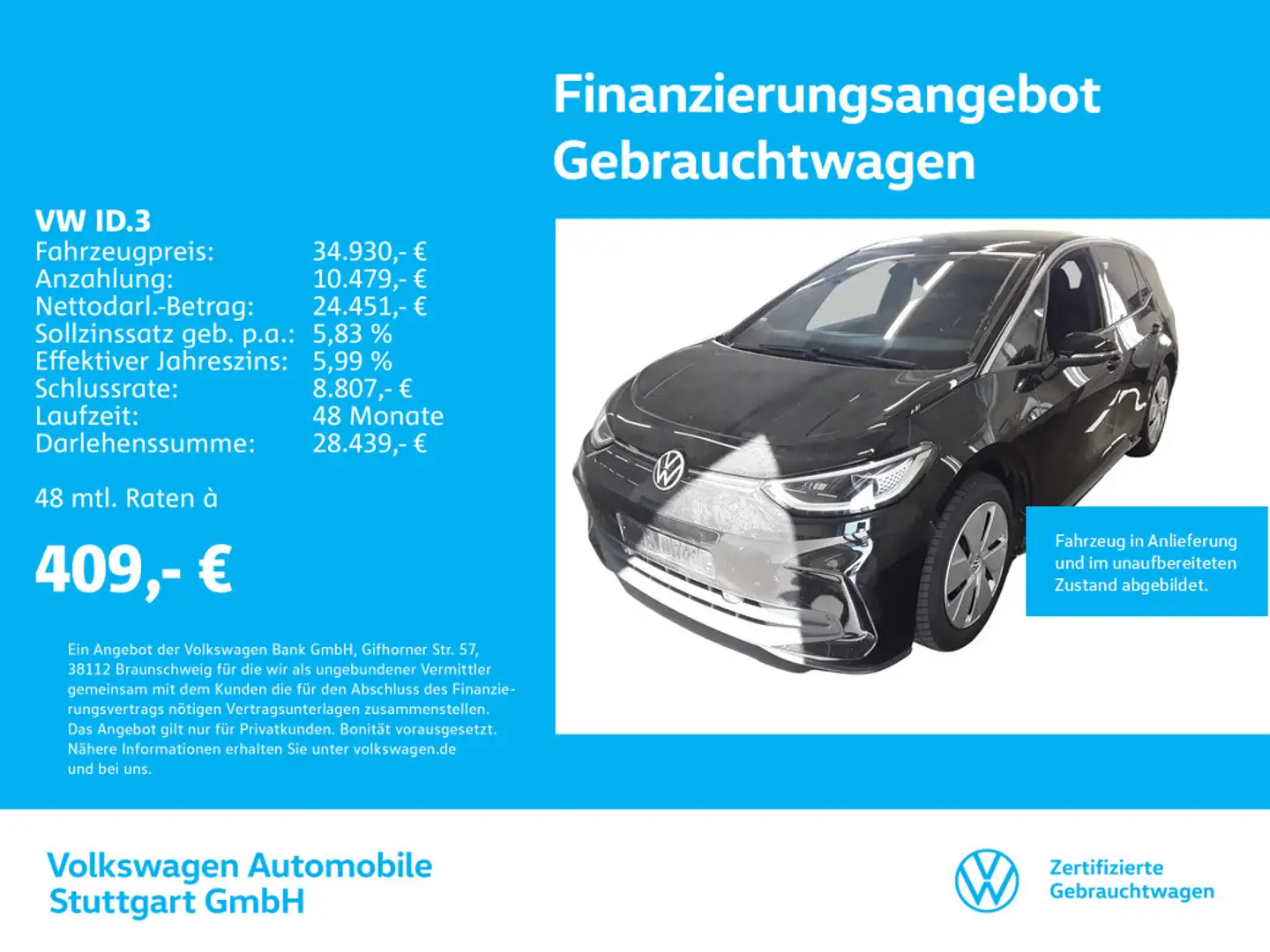 Volkswagen ID.3 Pro Schwarz - 1