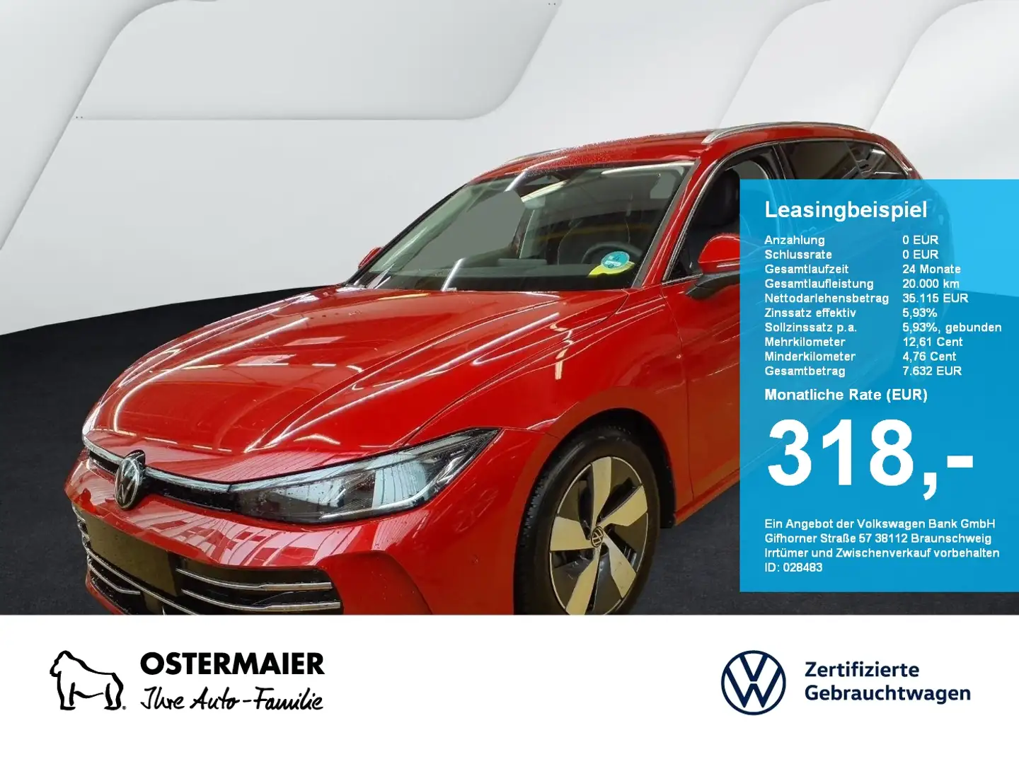 Volkswagen Passat Variant ELEGANCE 2.0TDI 150PS DSG ACC.AHK.AREA-VIEW.NAVI+V Rouge - 1