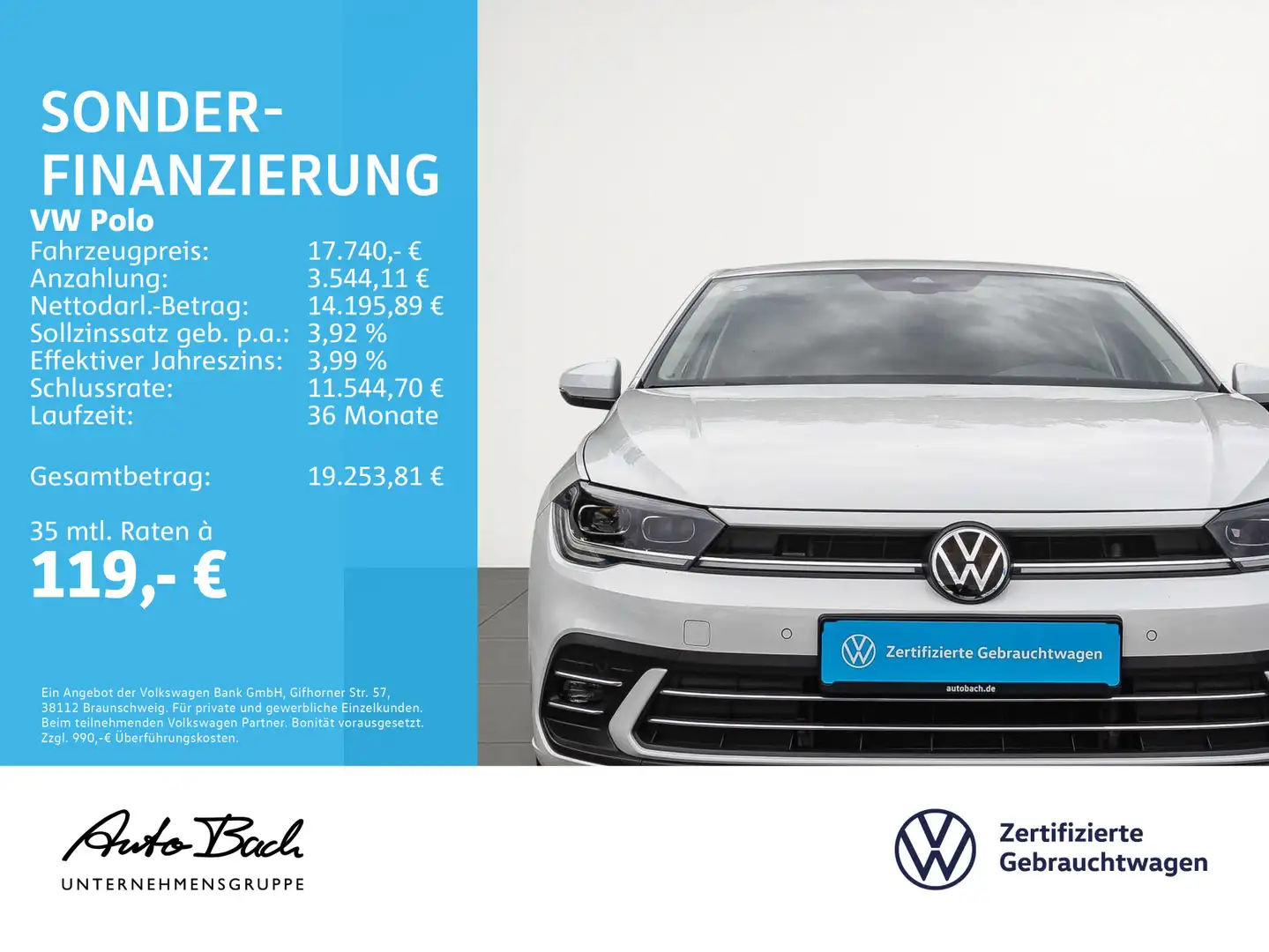 Volkswagen Polo 1.0 TSI Style, Navi, LED-Matrix, App-Connec Weiß - 2