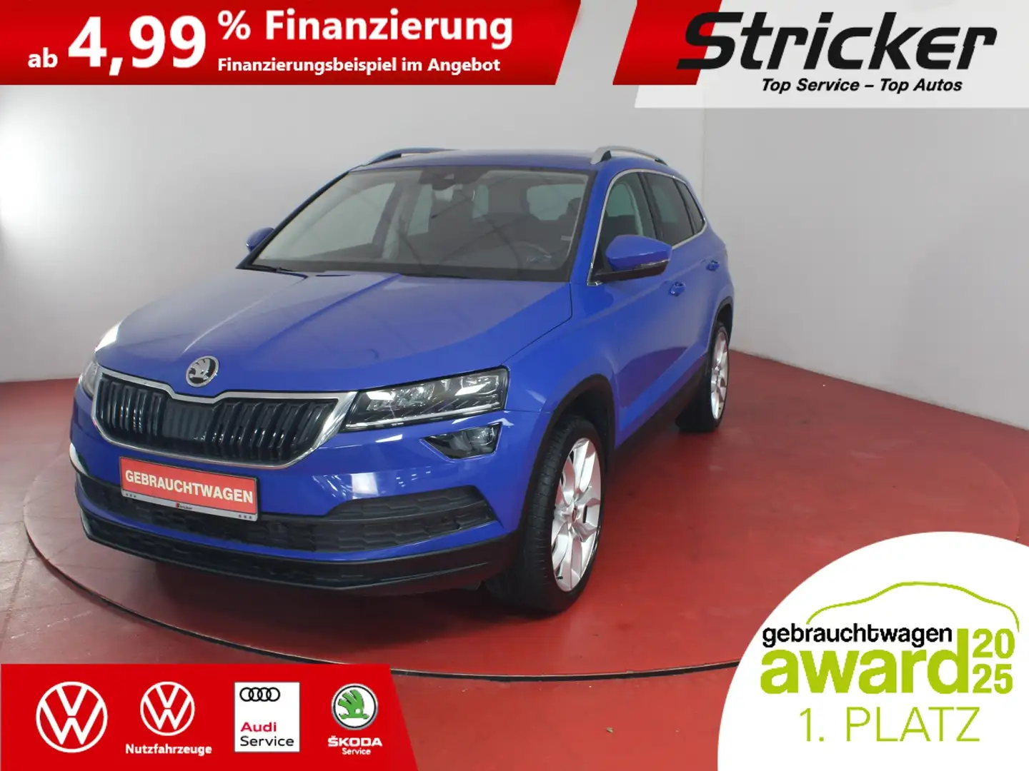 Skoda Karoq Style 2.0TDI 255,-ohne Anzahlung AHK Smartlink Blau - 1