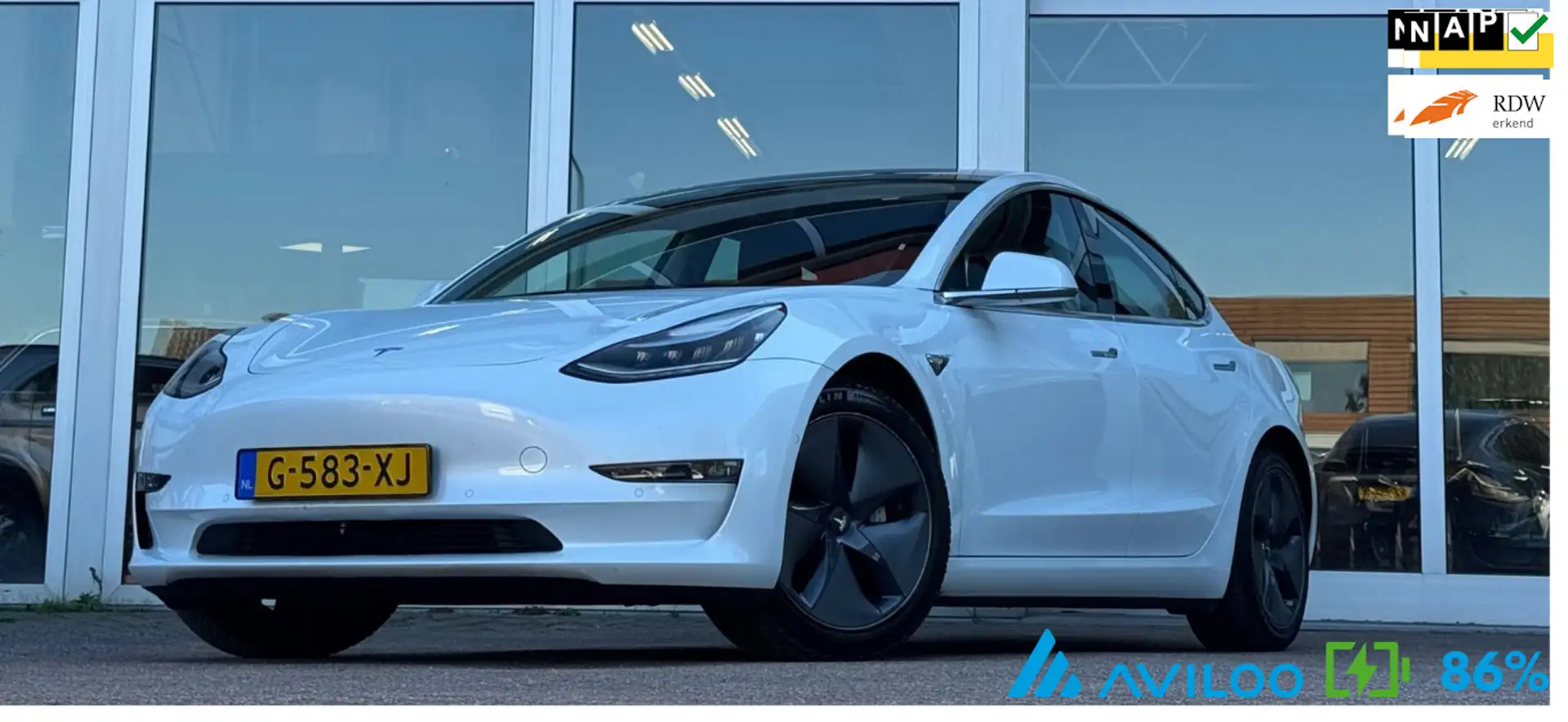 Tesla Model 3 Long Range Dual Motor 75 kWh FSD SOH 86% Mooi! Wit - 1