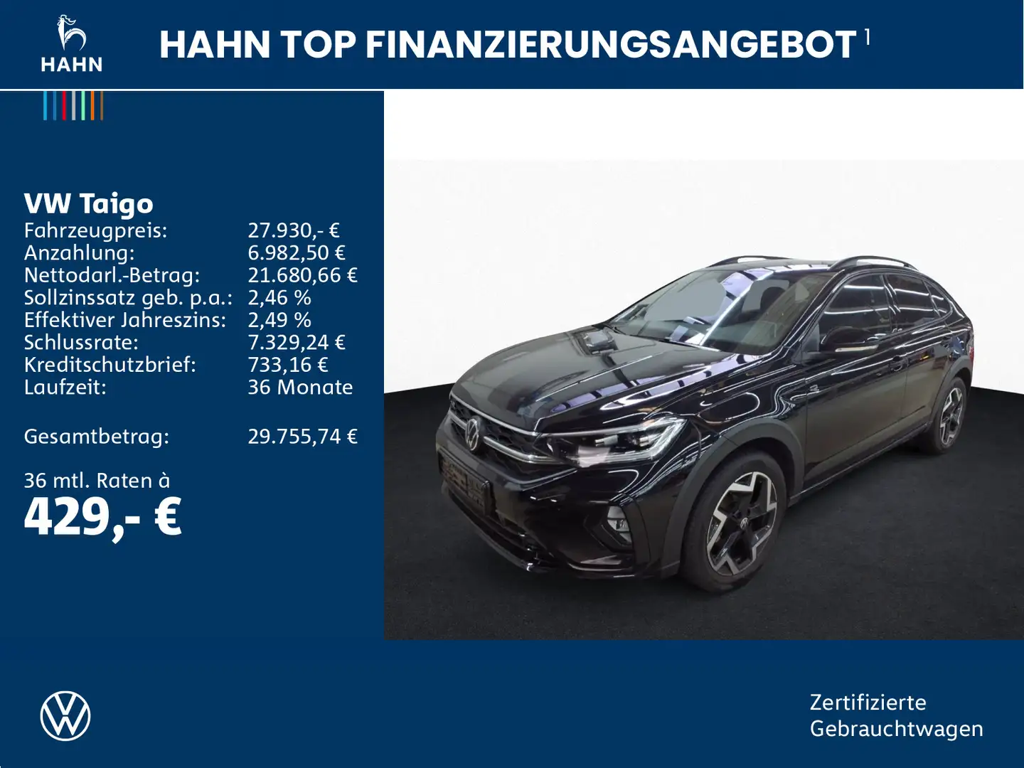 Volkswagen Taigo 1.5TSI DSG R-Line ACC AHK Cam Matrix Navi Schwarz - 2