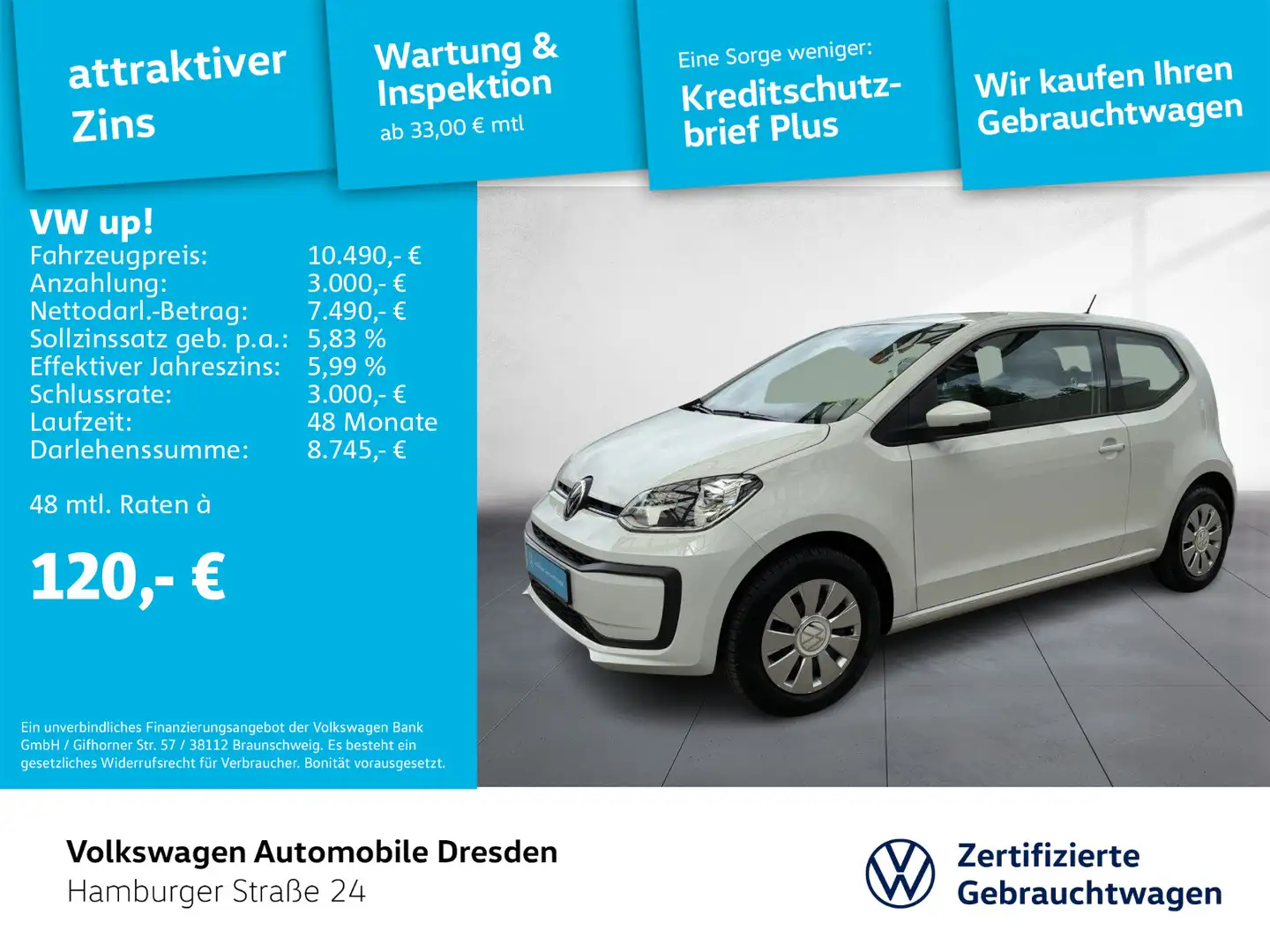 Volkswagen up! 1.0 MPI KLIMA DAB+ FREISPRECH Blanc - 1