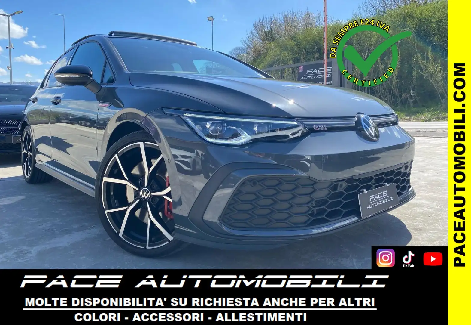 Volkswagen Golf GTI VIII NAVI PDC TETTO LED CERCHI 19" ACC KAMERA USB Grigio - 1