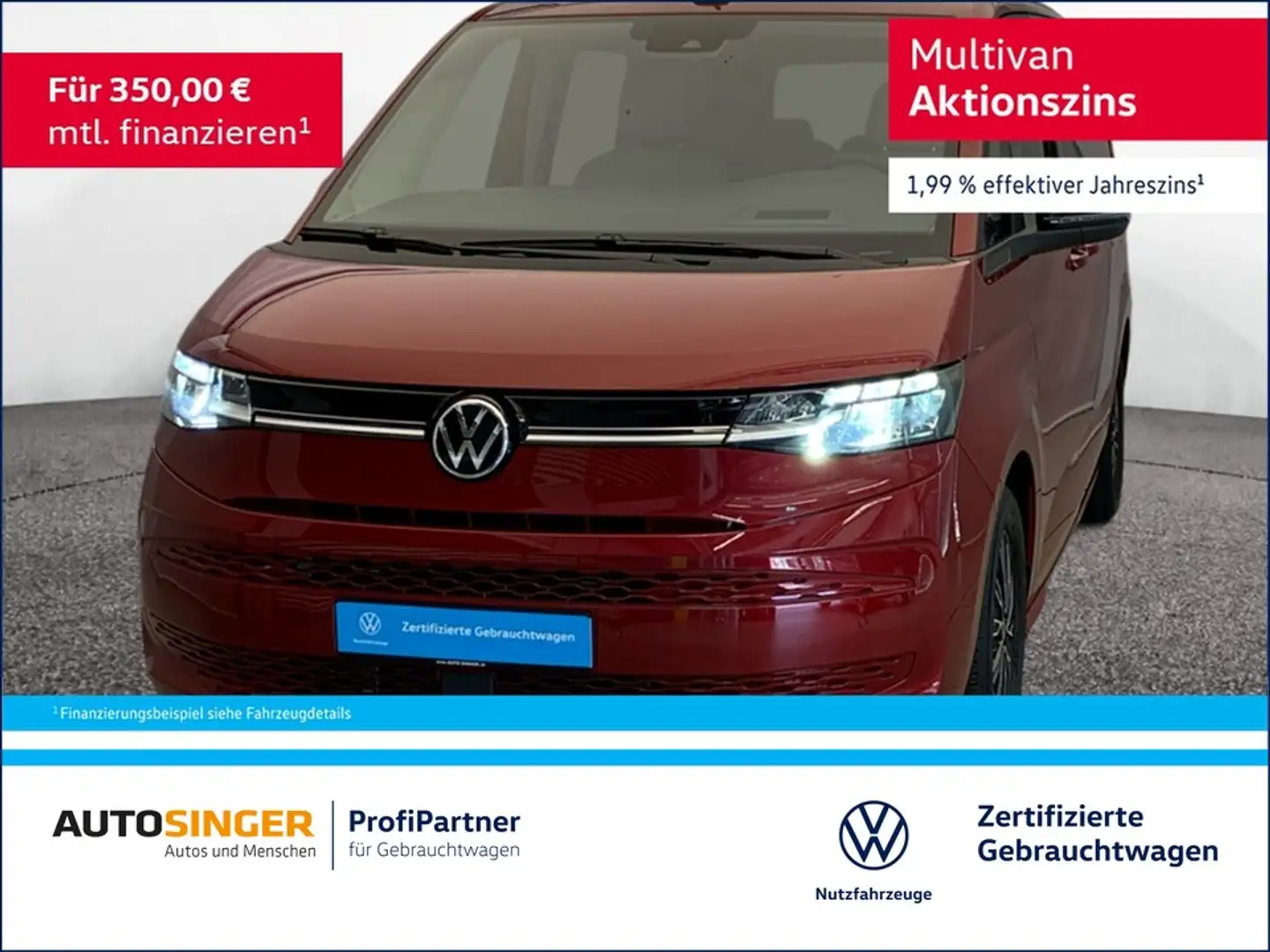 Volkswagen T7 Multivan 2.0 TSI Lang 7S *STDHZ*AHK*ACC*DCC* Rot - 1