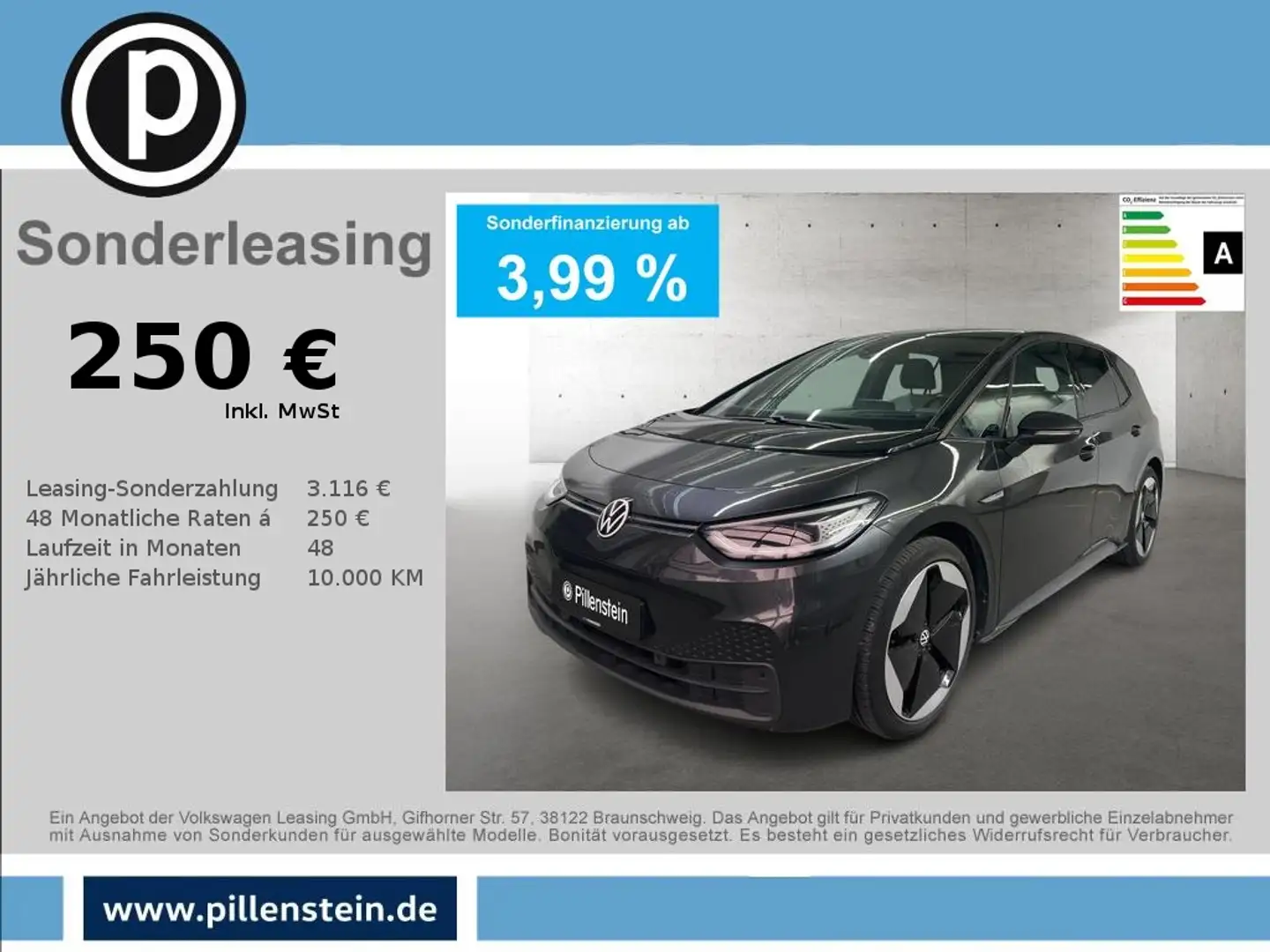 Volkswagen ID.3 PRO PERF TECH NAVI+AHK+WPU+KAM+20" Grau - 1
