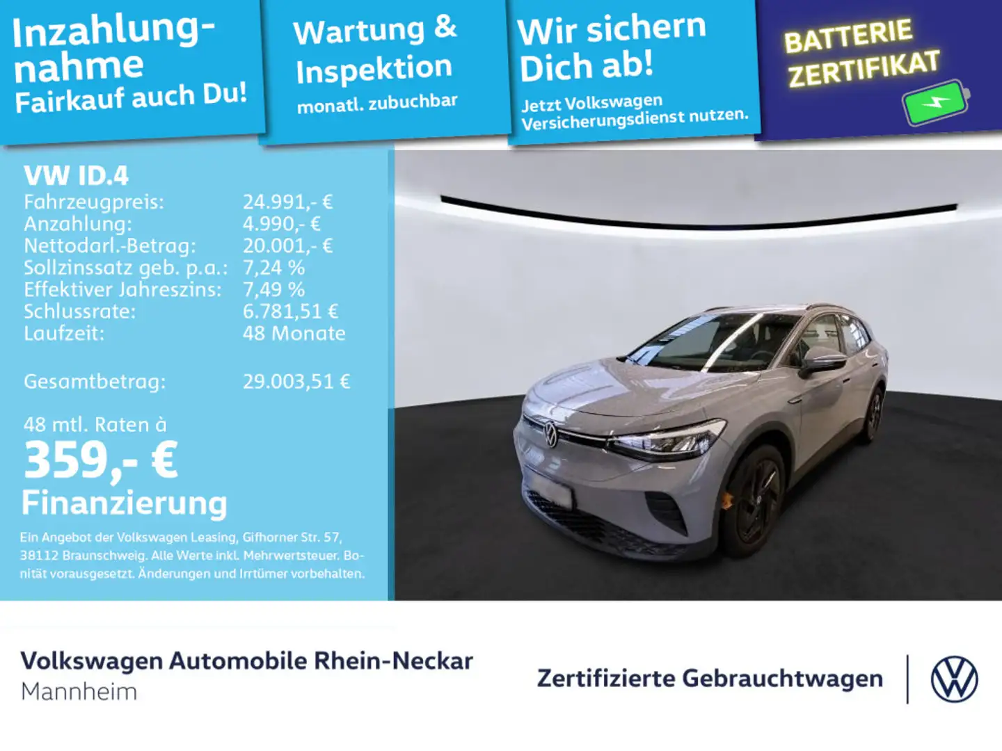 Volkswagen ID.4 Pro Performance 150 kW Navi AHK LED uvm Grau - 1