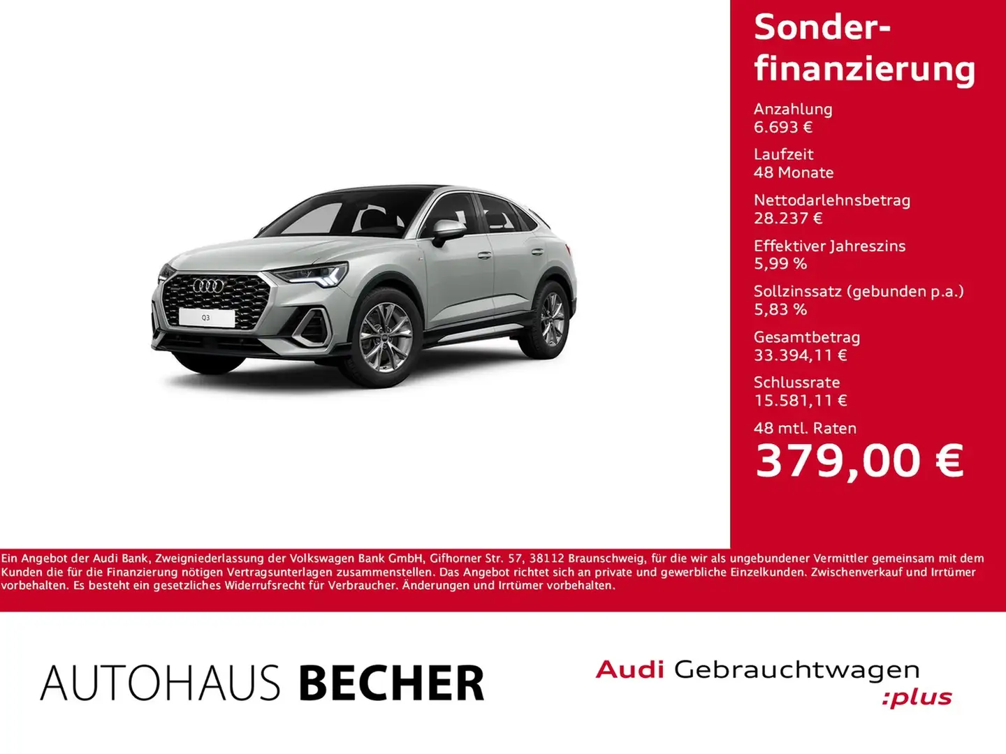 Audi Q3 Sportb. S line 40 TFSI quattro S tronic /AHK Silber - 1
