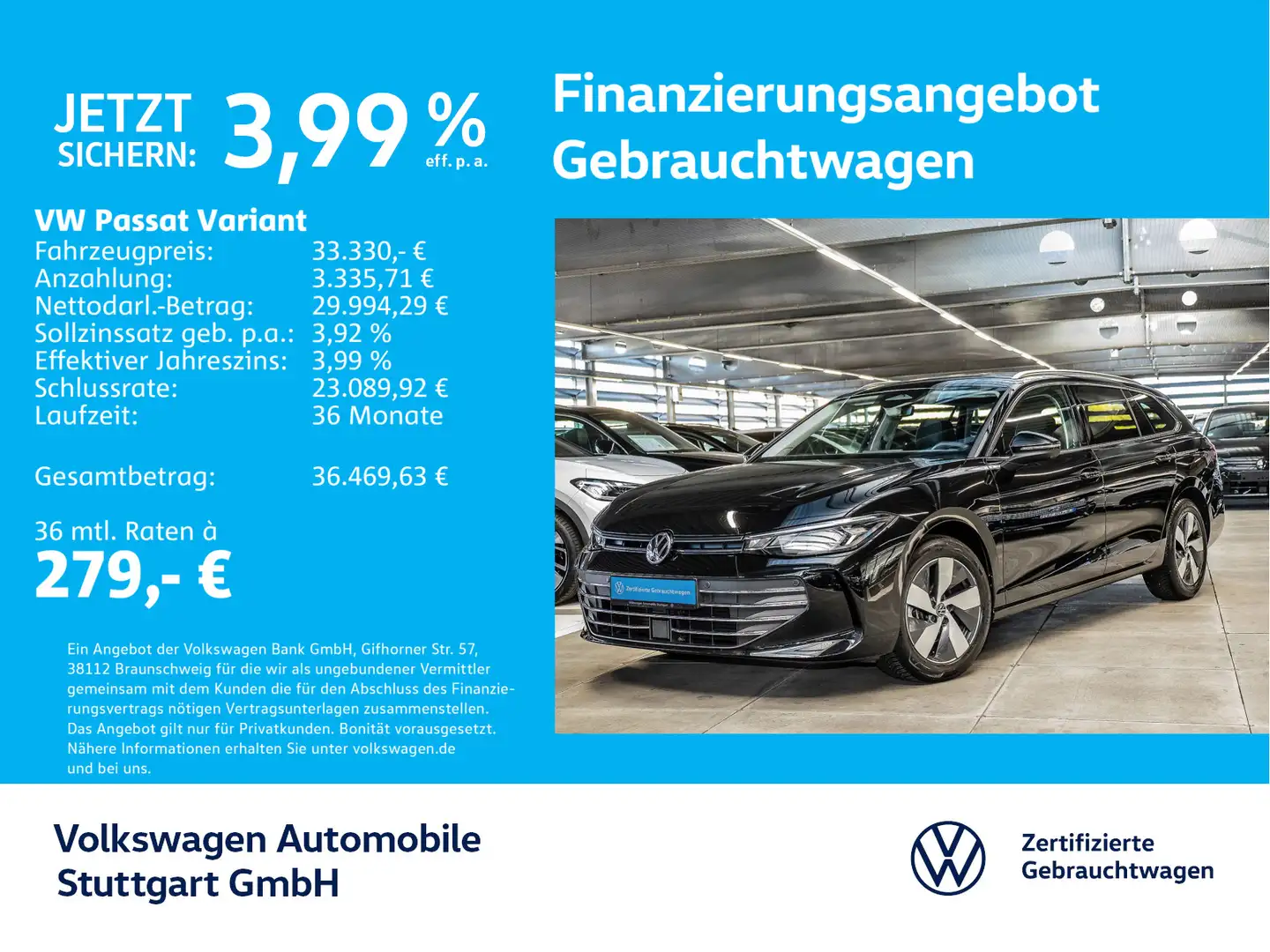 Volkswagen Passat Variant 2.0 TDI Business DSG Navi AHK Schwarz - 1