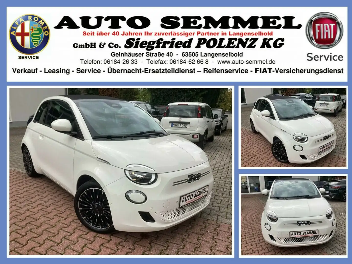 Fiat 500e Cabrio Icon 42 kWh Bianco - 1