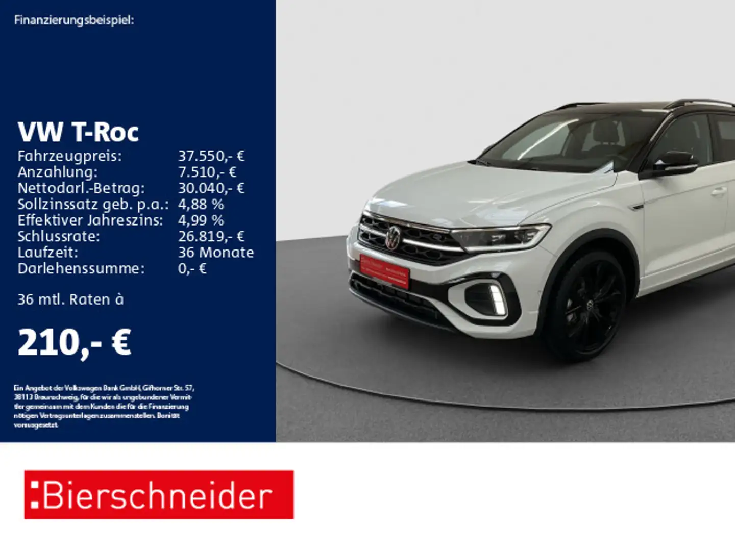 Volkswagen T-Roc 1.5 TSI DSG R-Line Black Style 19 AHK PANO Weiß - 1