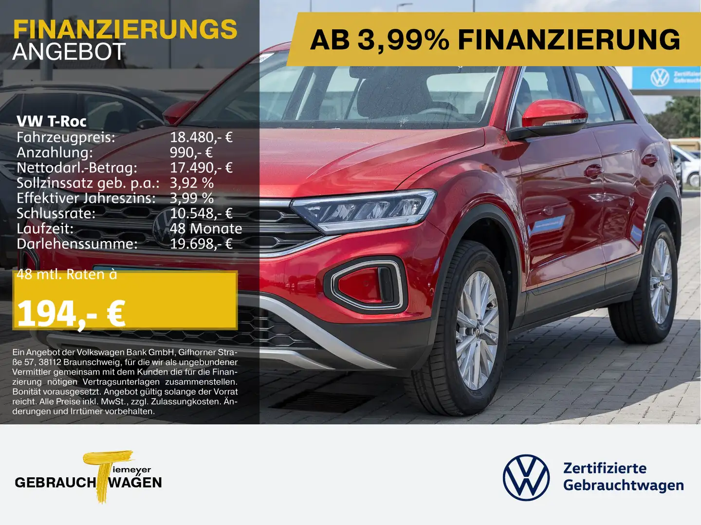 Volkswagen T-Roc 1.0 TSI LM16 SITZHZG LED PDC Rot - 1
