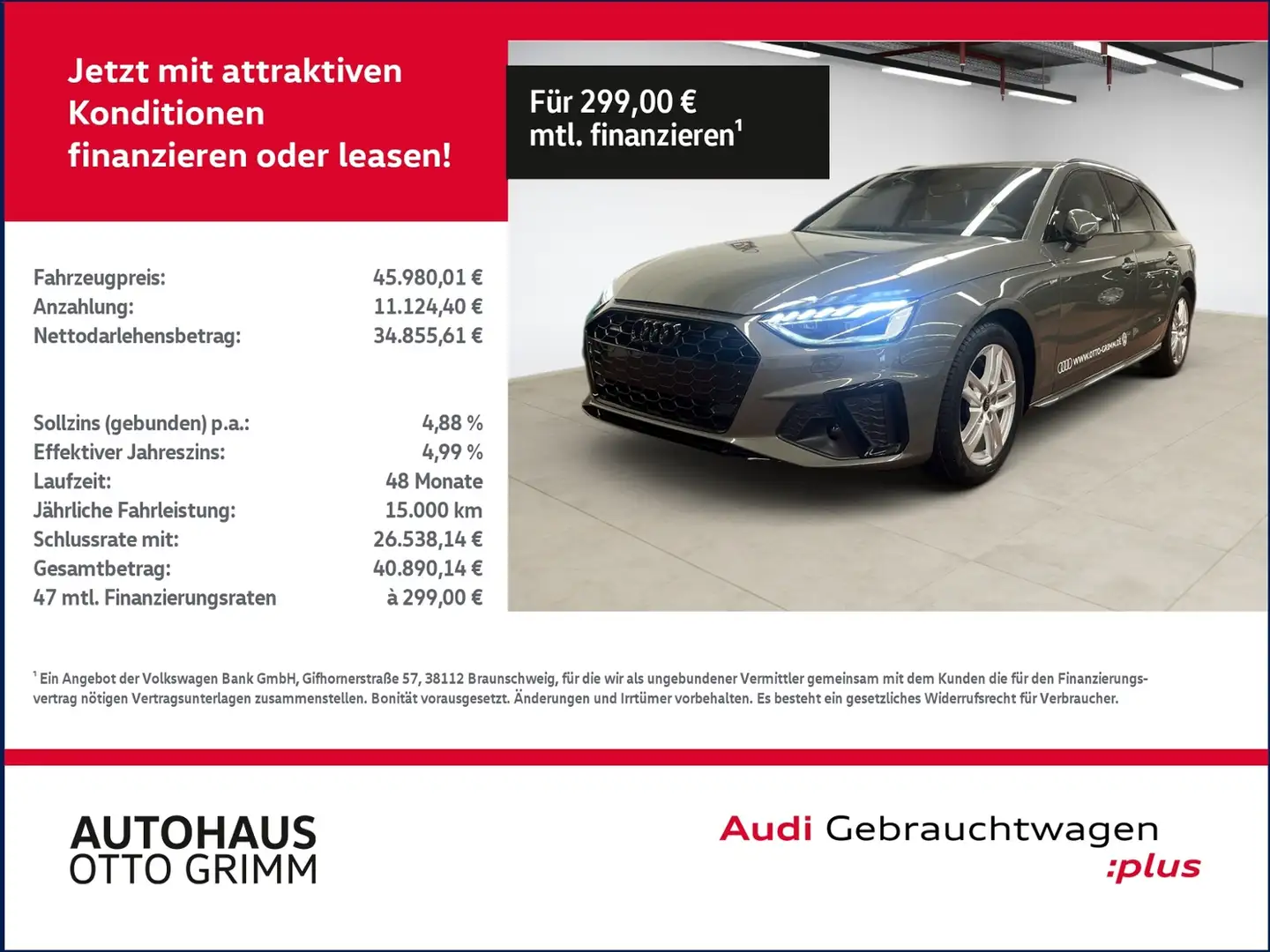 Audi A4 Avant 40 TDI quattro S line Leder Gris - 1