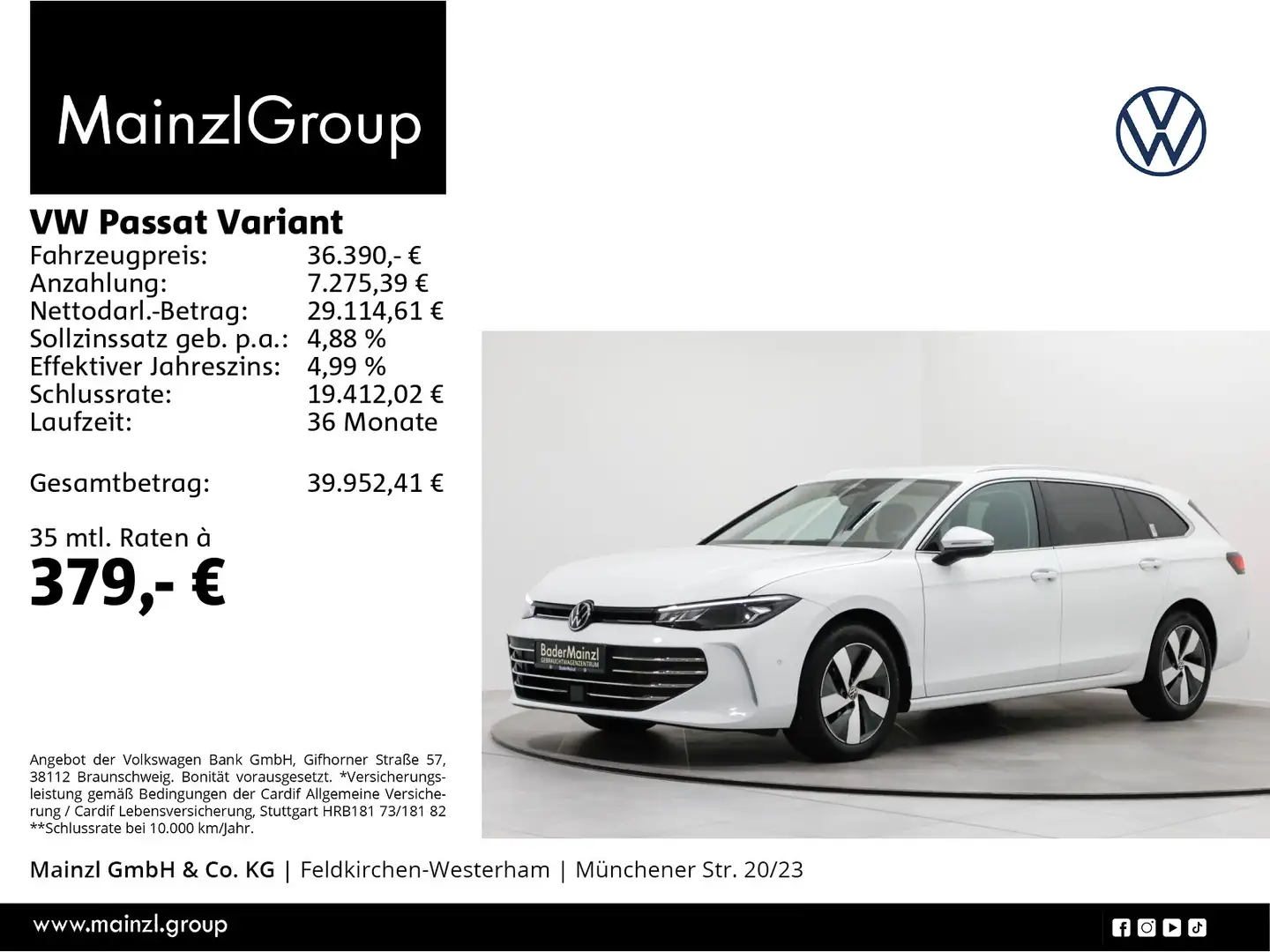 Volkswagen Passat Variant 2.0 TDI DSG Business AHK Kam. ACC Weiß - 1