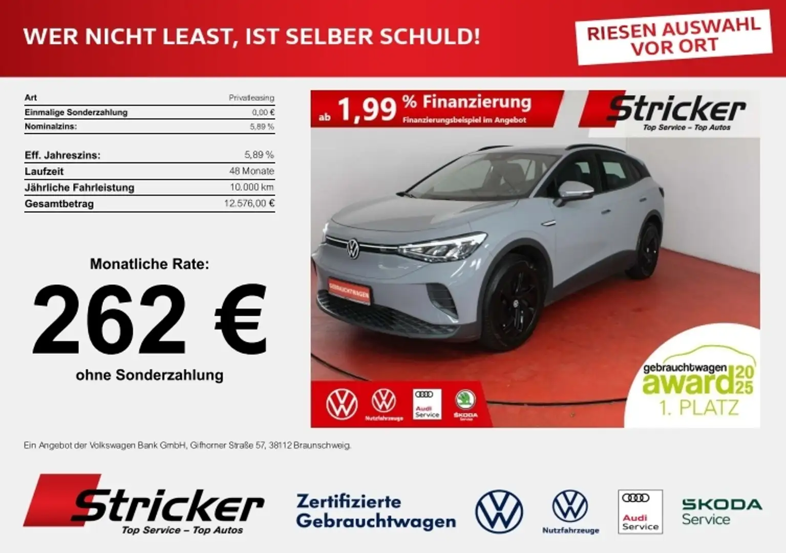 Volkswagen ID.4 Pure 109/52 262,-ohne Anzahlung Navi Grau - 1