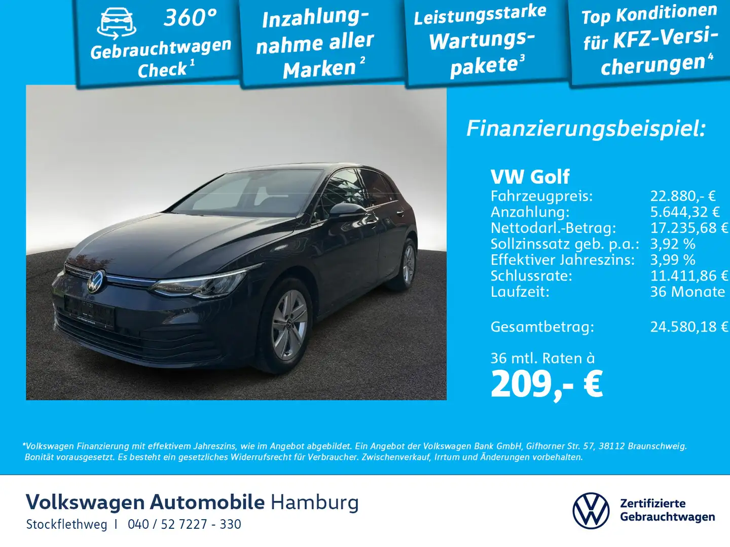 Volkswagen Golf VIII 2.0 TDI Life DSG Navi LED CarPlay ACC Grau - 1